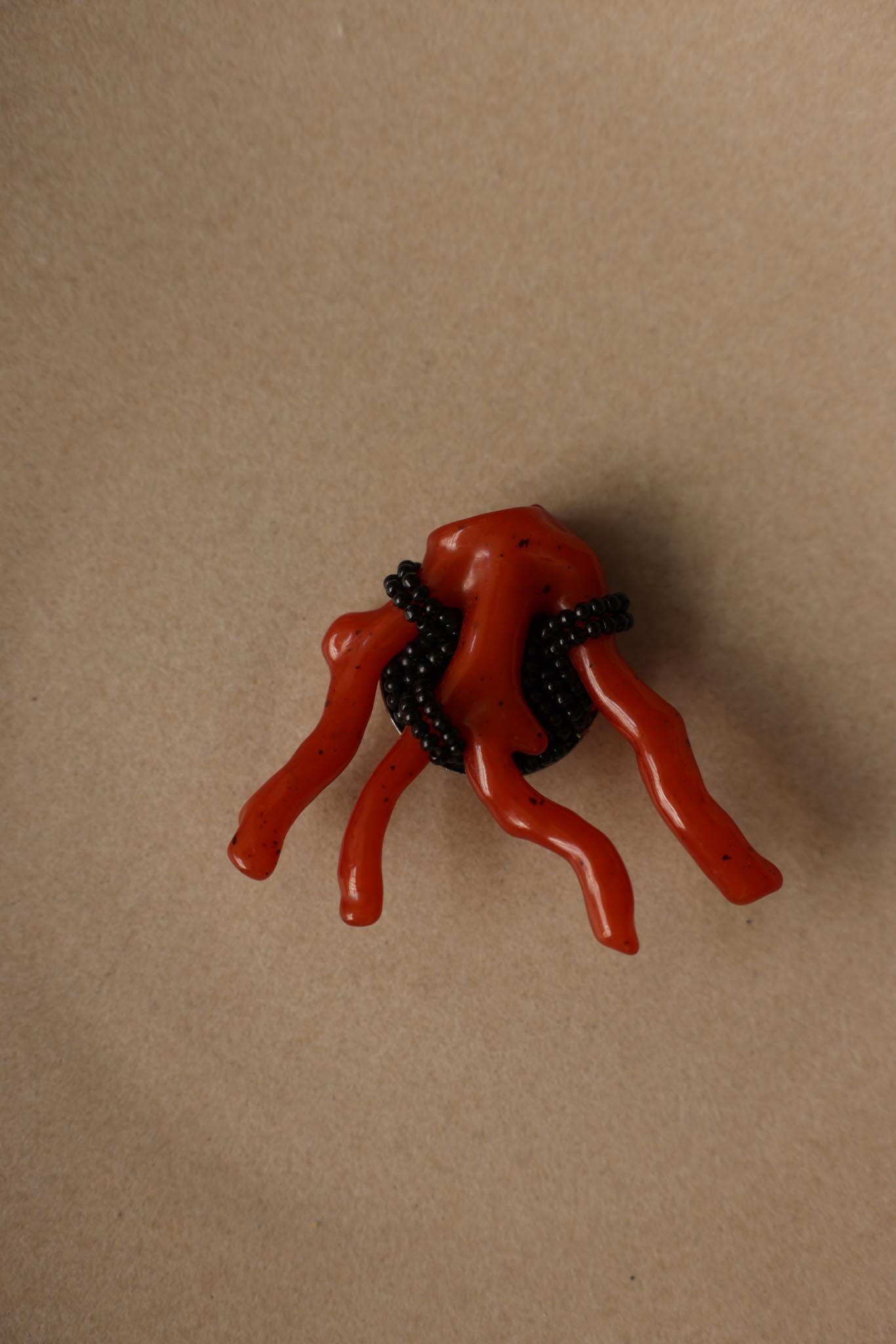 Oversized Orange Resin Statement Brooch