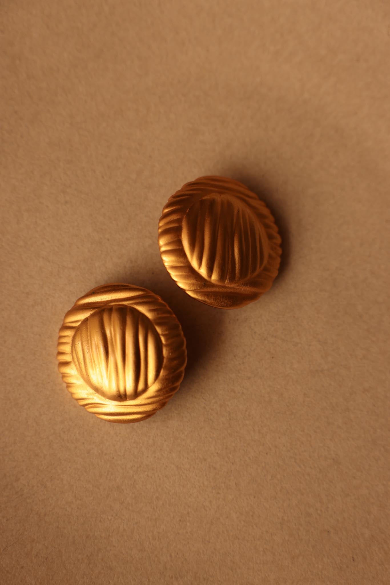 Brushed Gold Dome Clip-On Earrings|Vintage Baazaar 