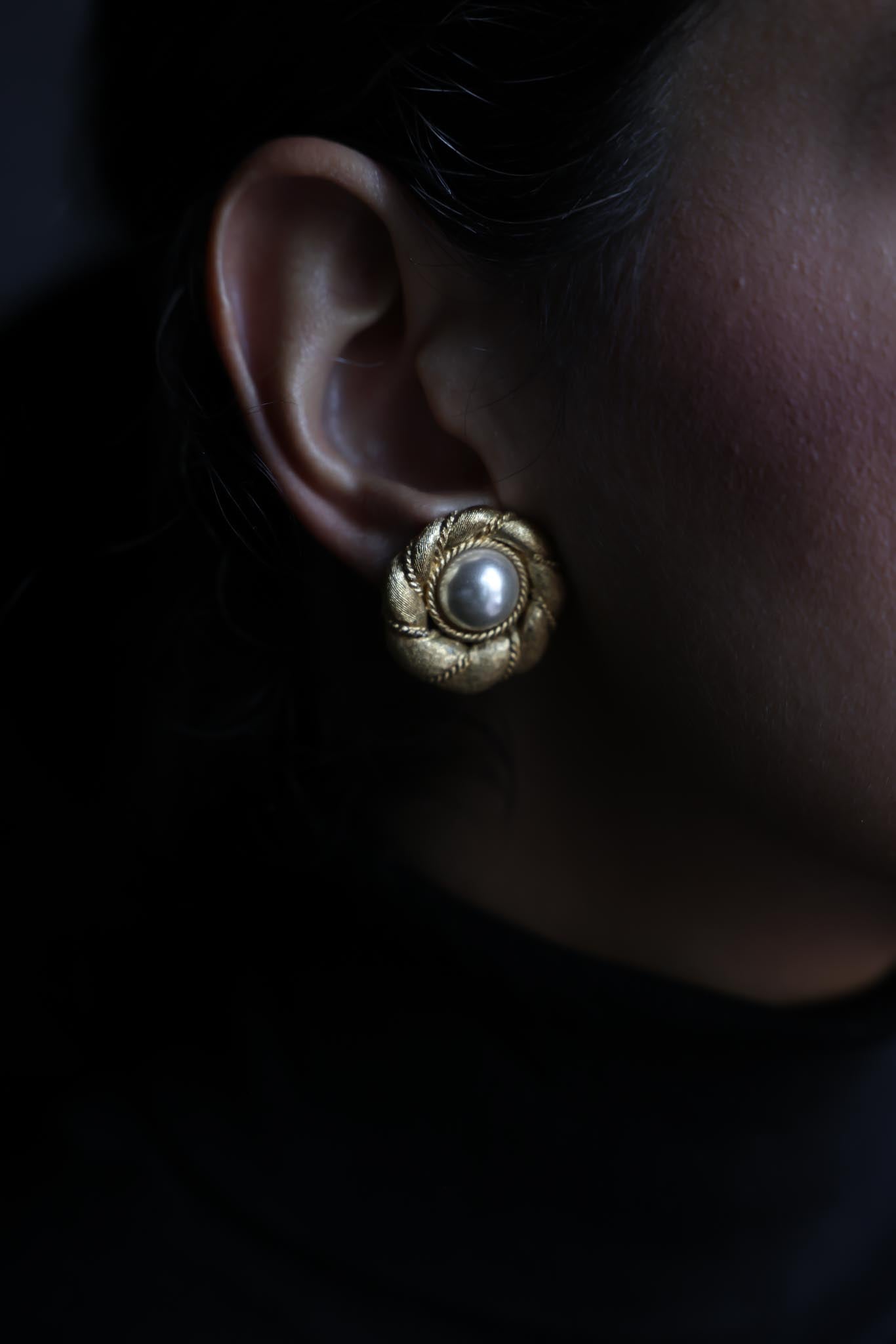 Napier Golden Bloom Pearl Earrings|Vintage Baazaar 