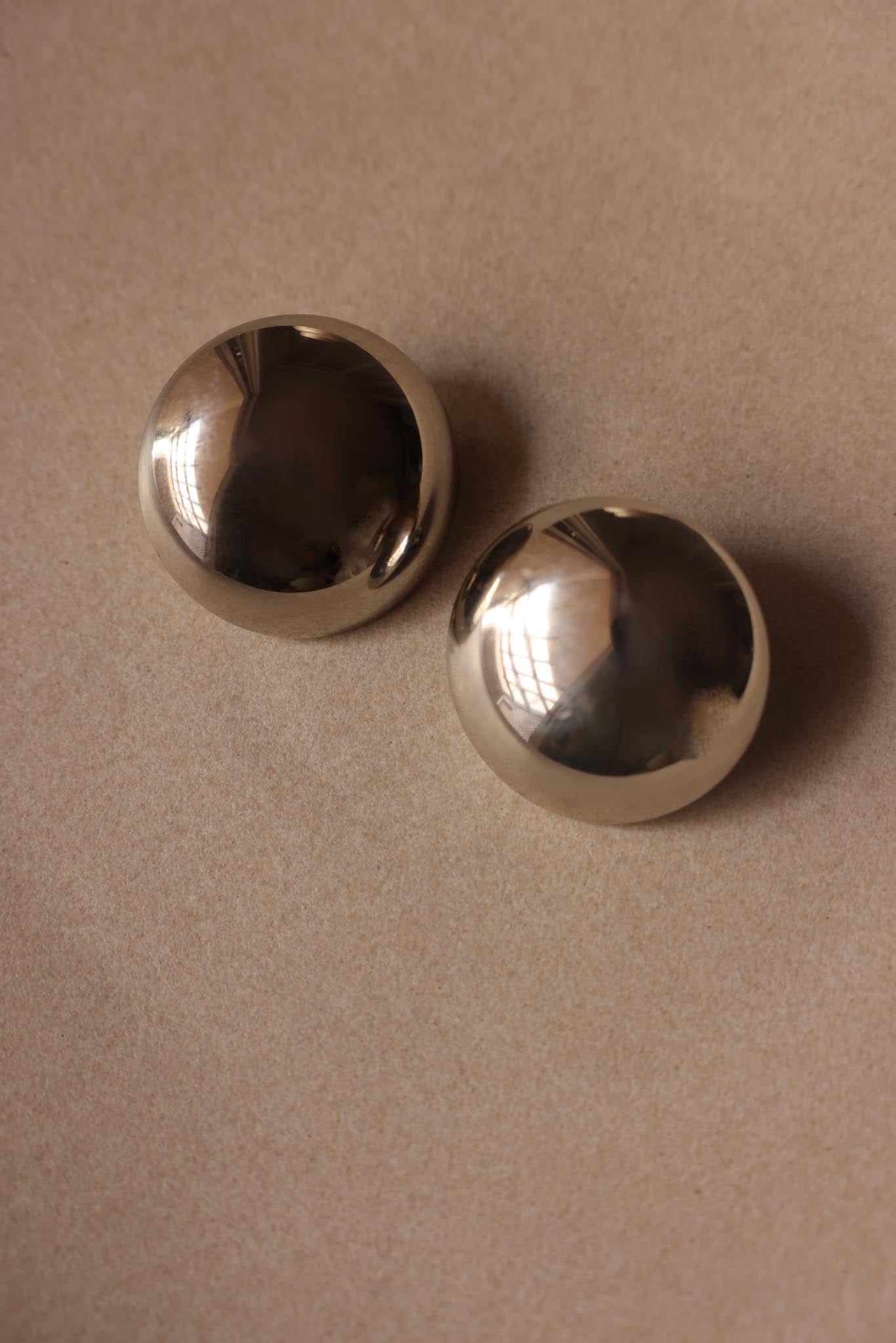 Silver-Tone Dome Clip-On Earrings|Vintage Baazaar 