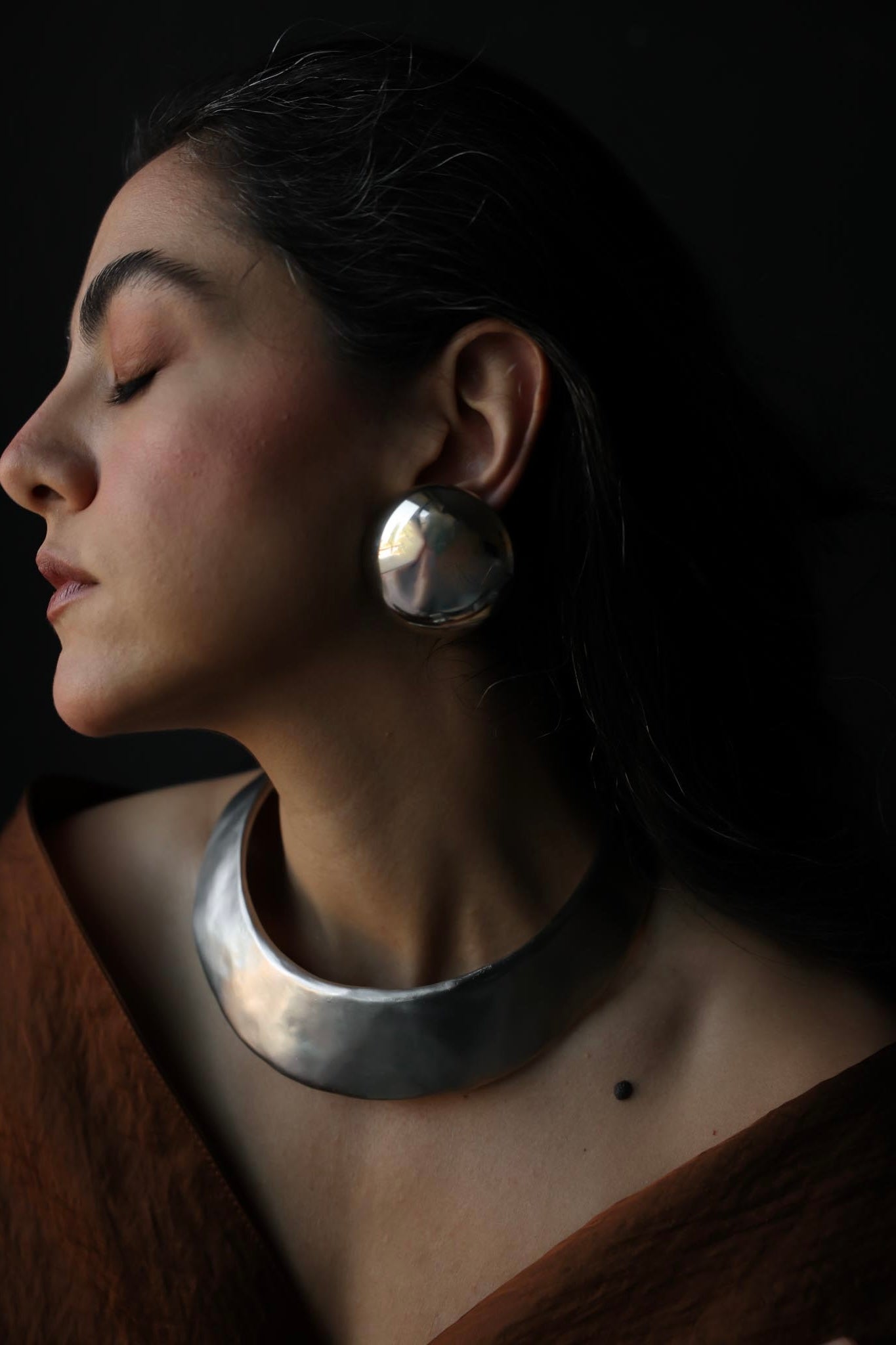 Silver-Tone Dome Clip-On Earrings|Vintage Baazaar 