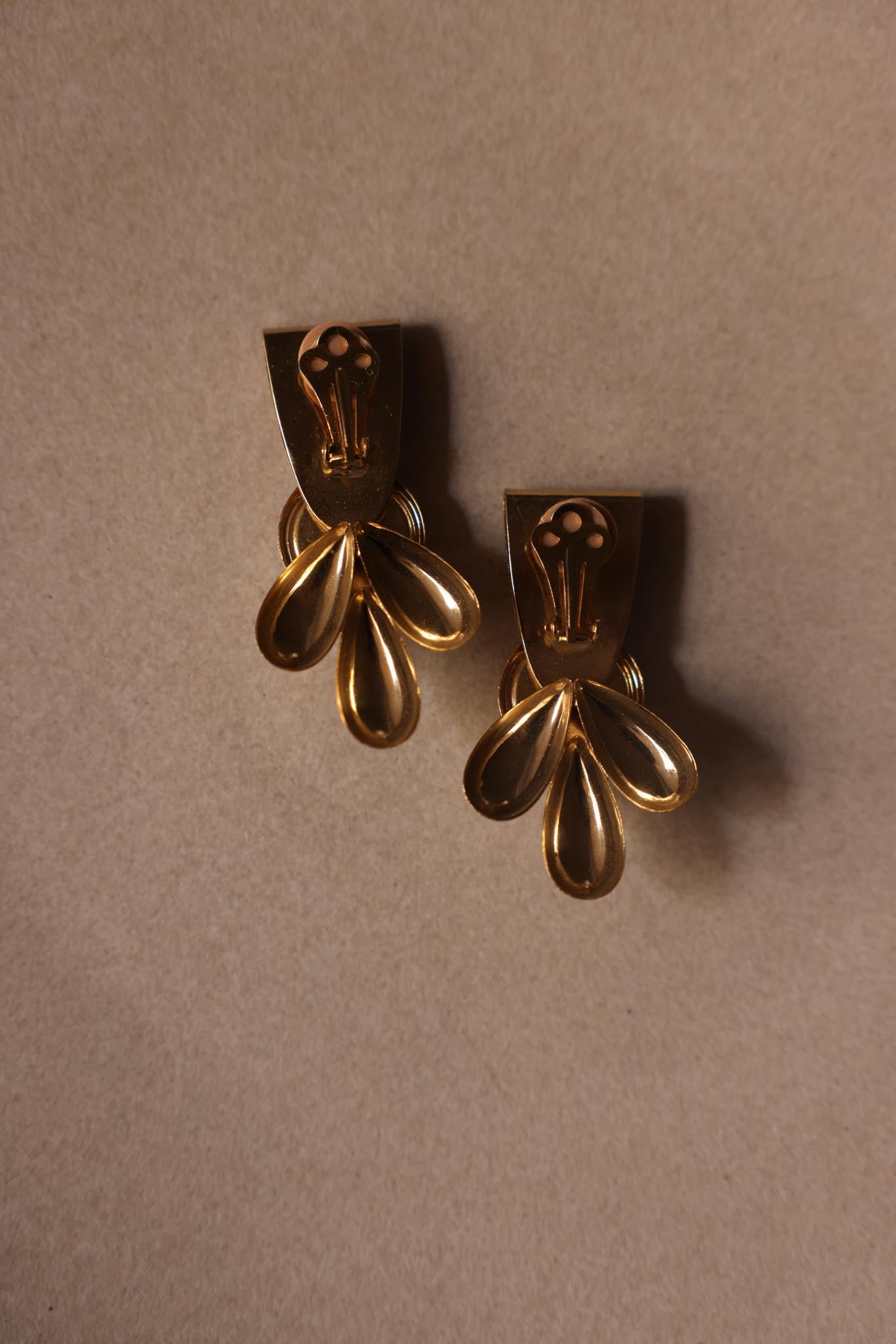 Gold-Tone Black Cabochon Statement Clip-On Earrings