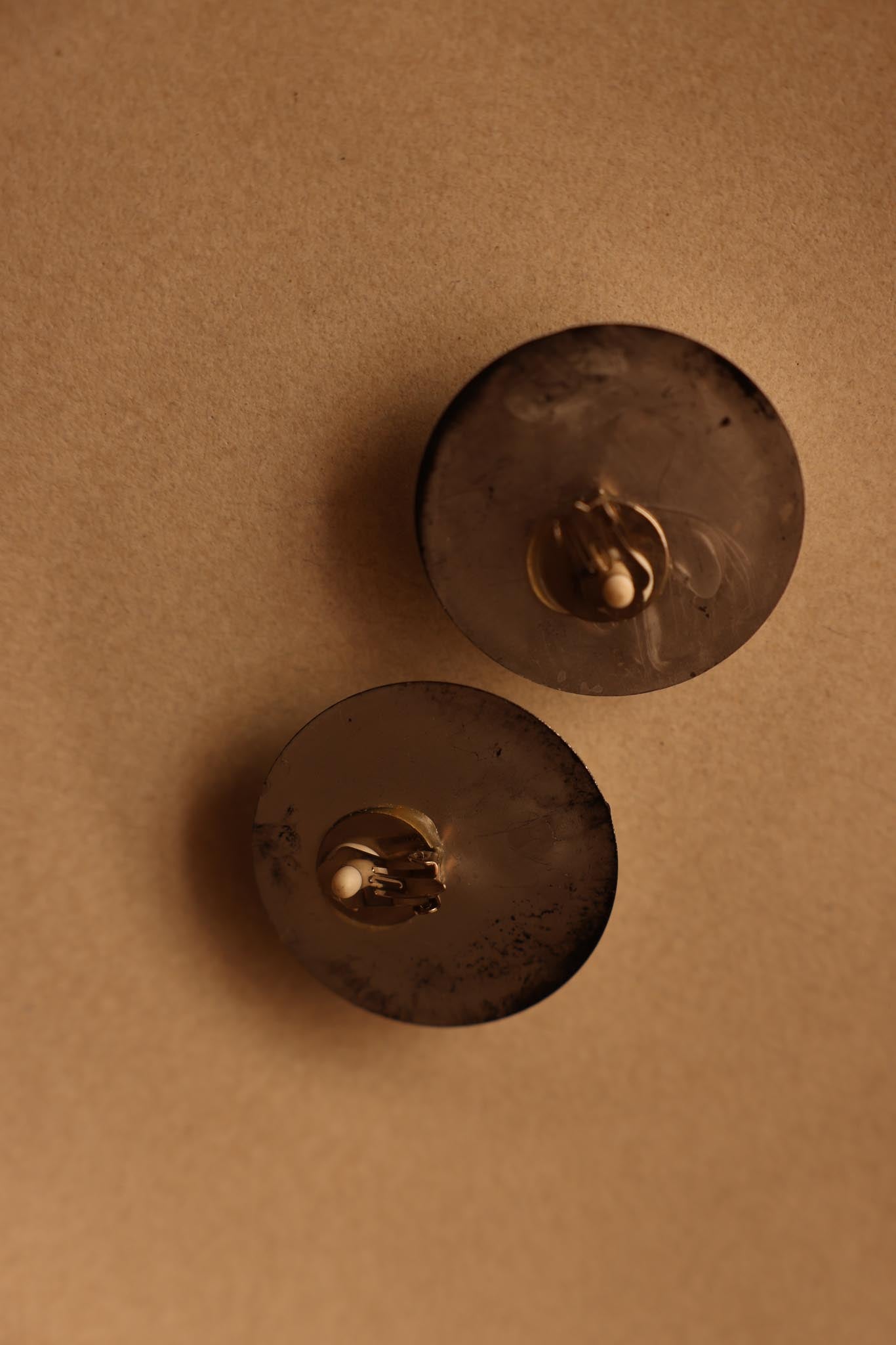 Blue Center Circle Clip-On Earrings|Vintage Baazaar 
