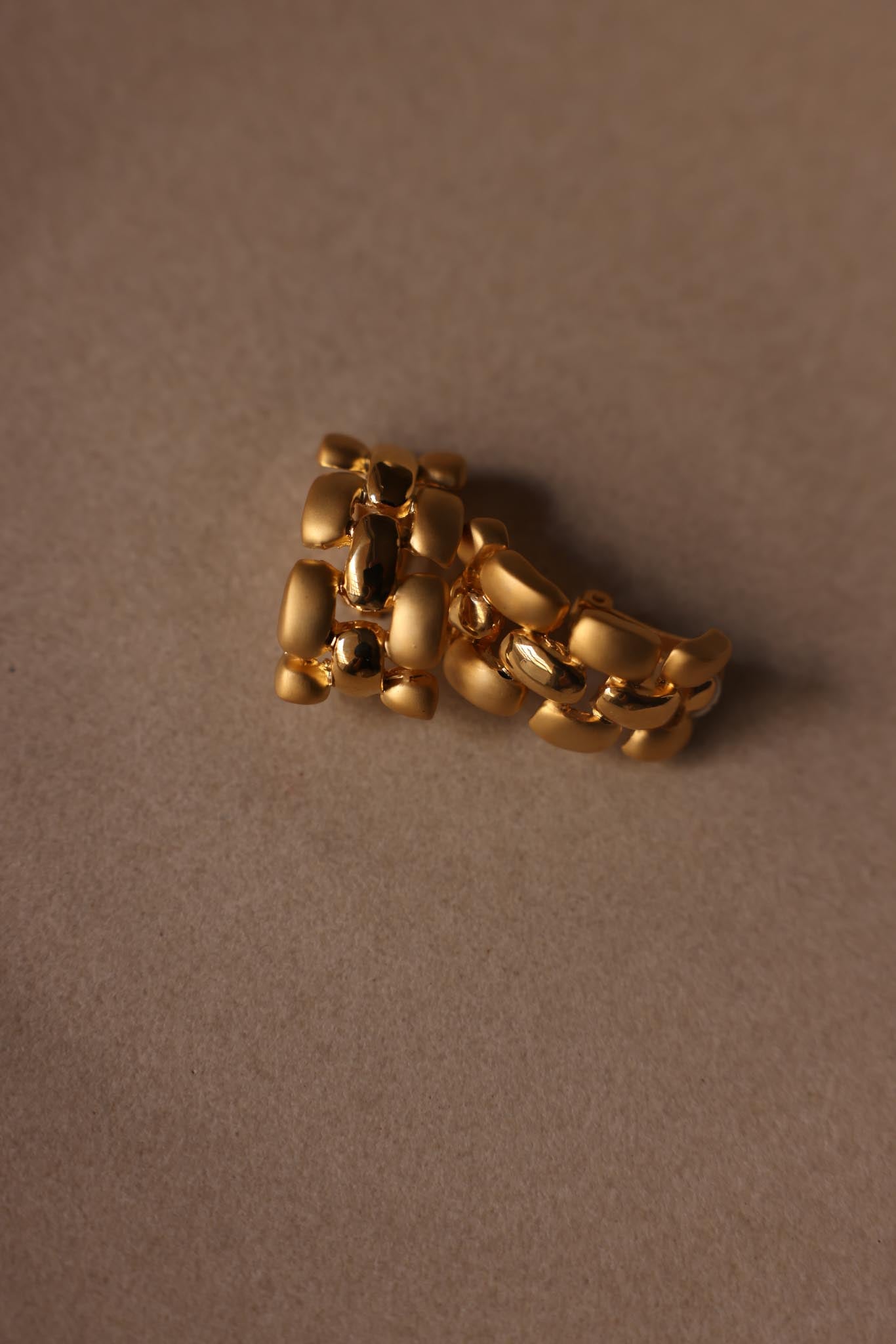 Two-Tone Geometric Clip-On Earrings|Vintage Baazaar 