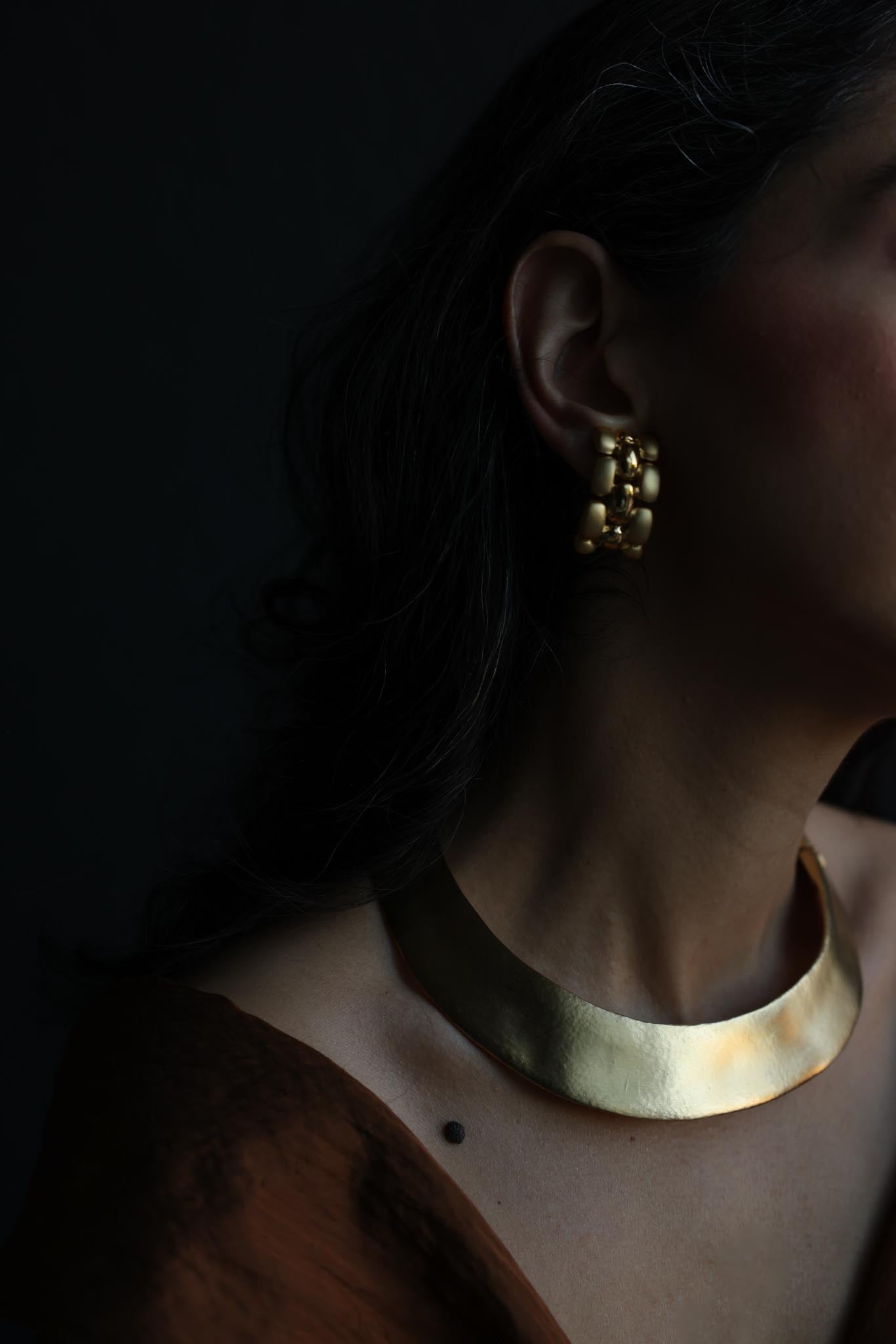 Two-Tone Geometric Clip-On Earrings|Vintage Baazaar 