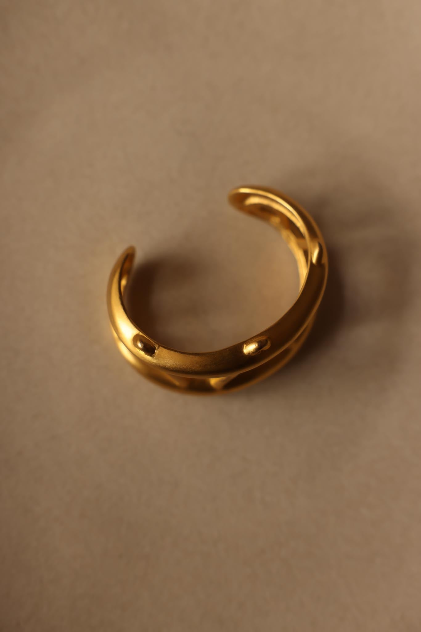 Clara Matte Gold Cuff Bracelet – Sculptural Design, Signed