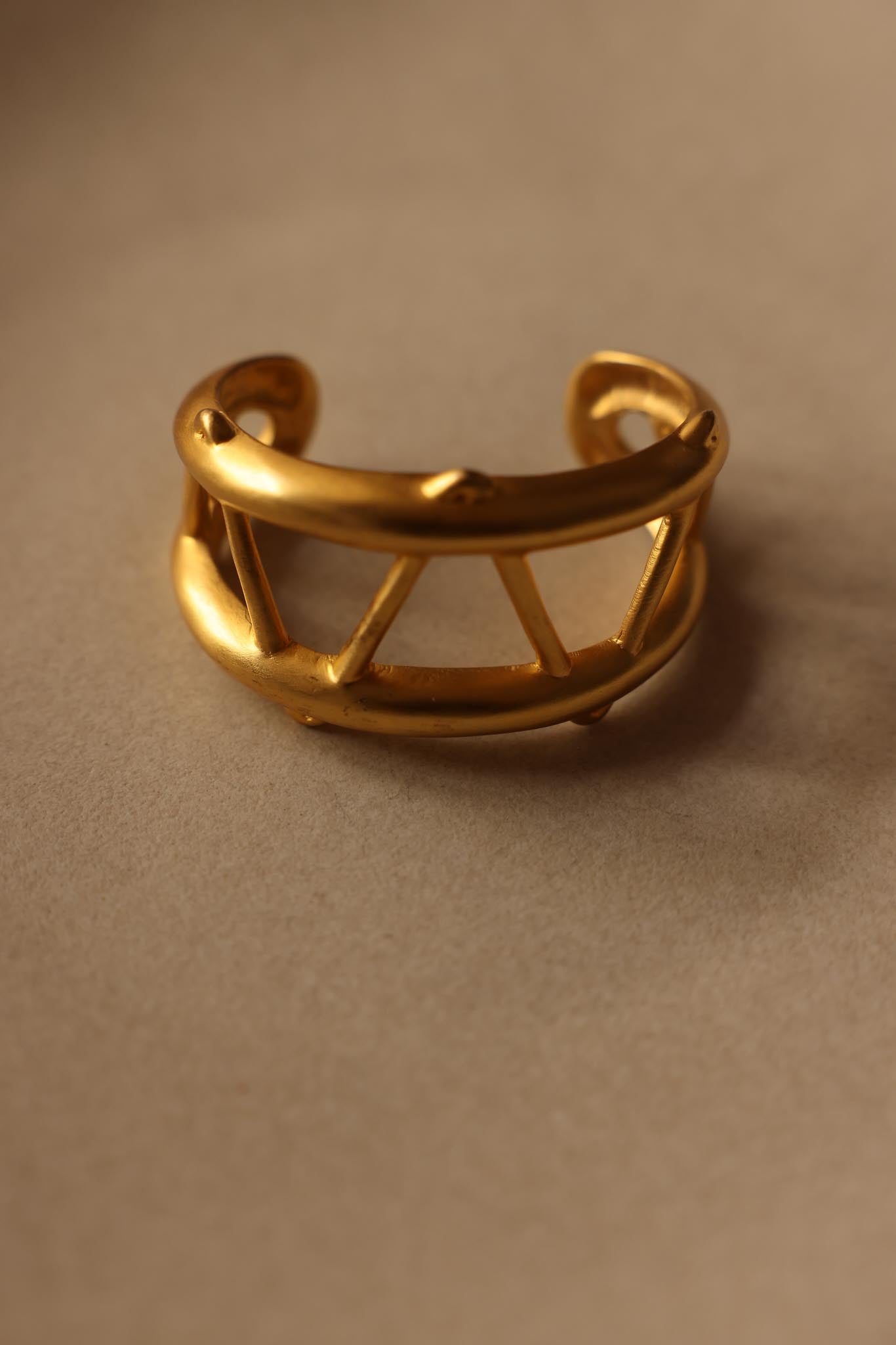 Clara Matte Gold Cuff Bracelet – Sculptural Design, Signed