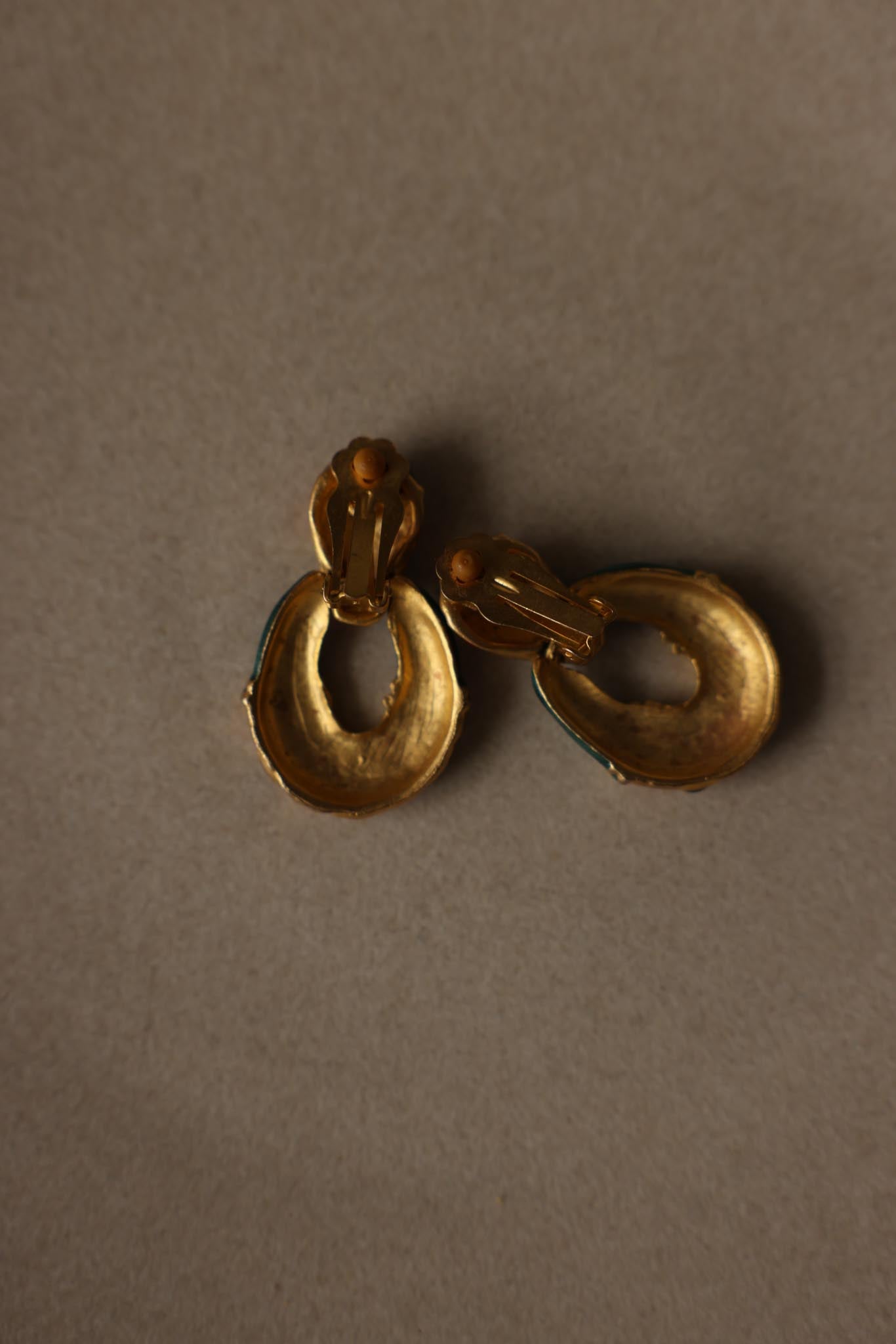 Multicolor Enamel Door Knocker Clip-On Earrings