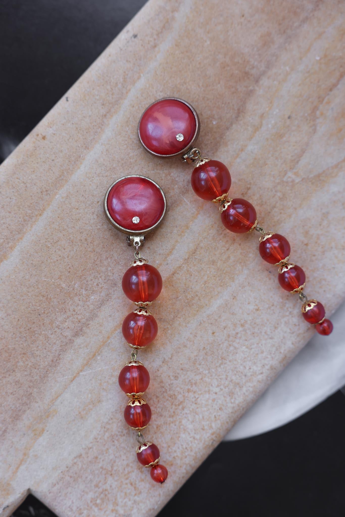 Scarlet Cascade Earrings|Vintage Baazaar 