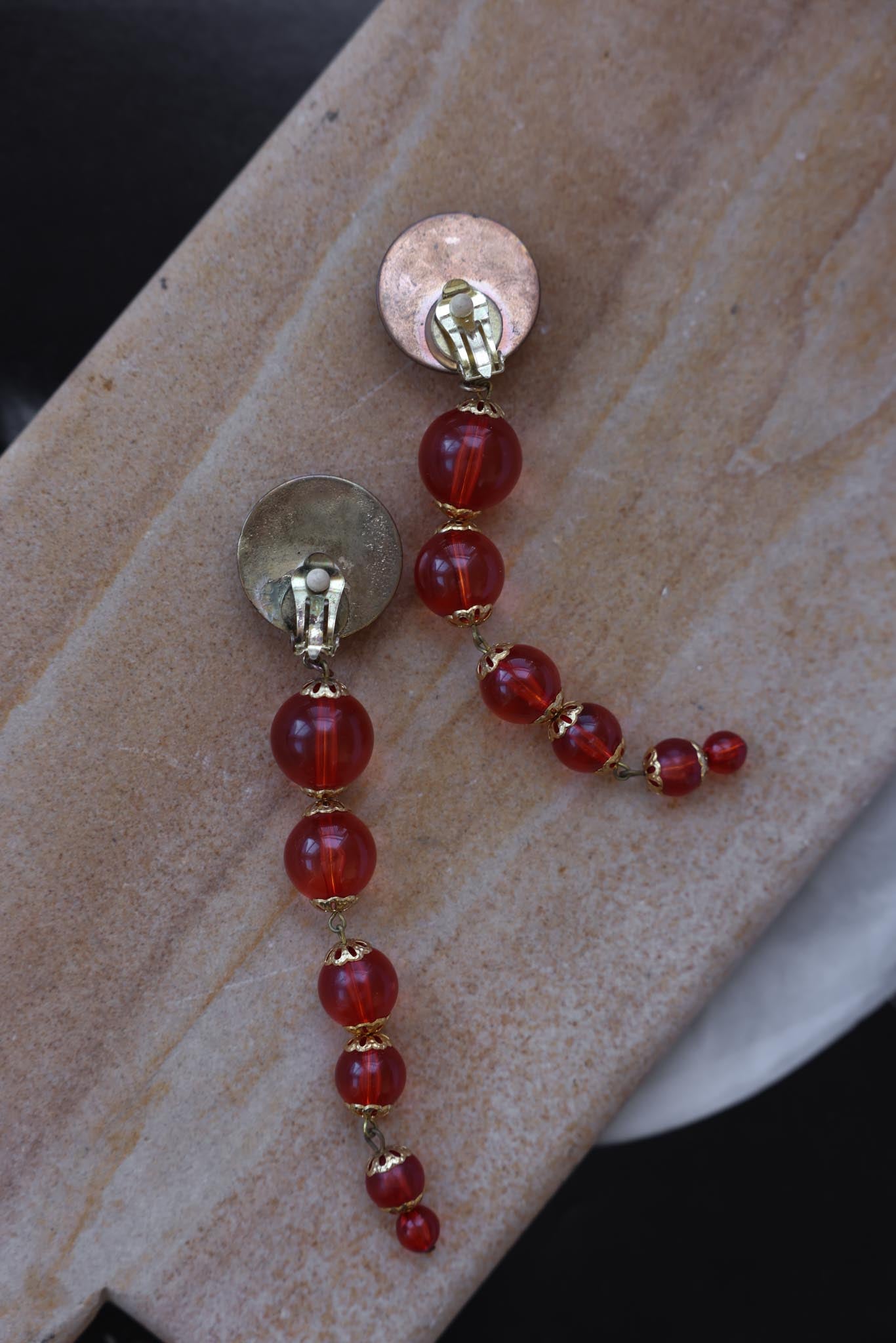 Scarlet Cascade Earrings|Vintage Baazaar 