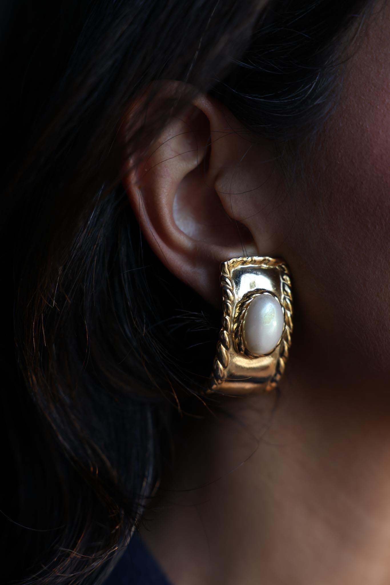 Golden Rope Pearl Earrings|Vintage Baazaar 