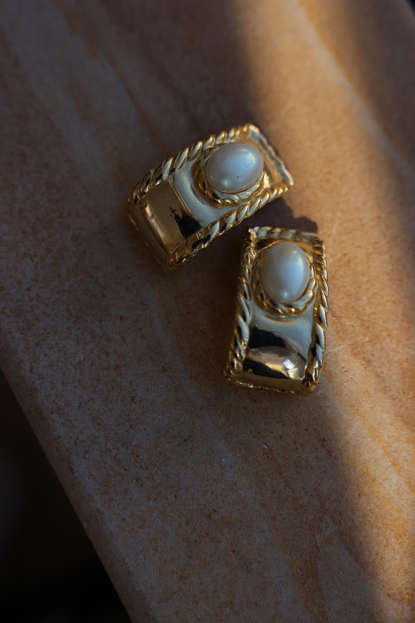 Golden Rope Pearl Earrings|Vintage Baazaar 