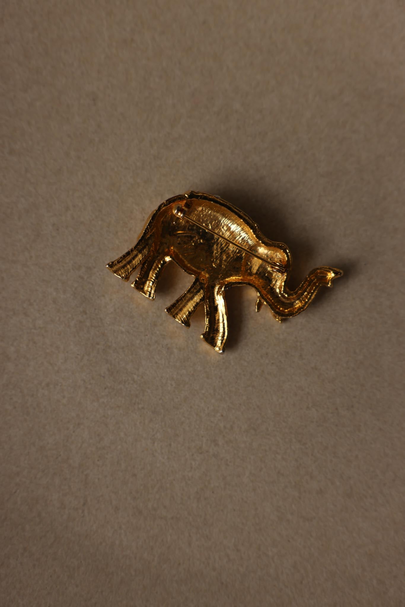 Elephant Gold-Tone Rhinestone Brooch|Vintage Baazaar 
