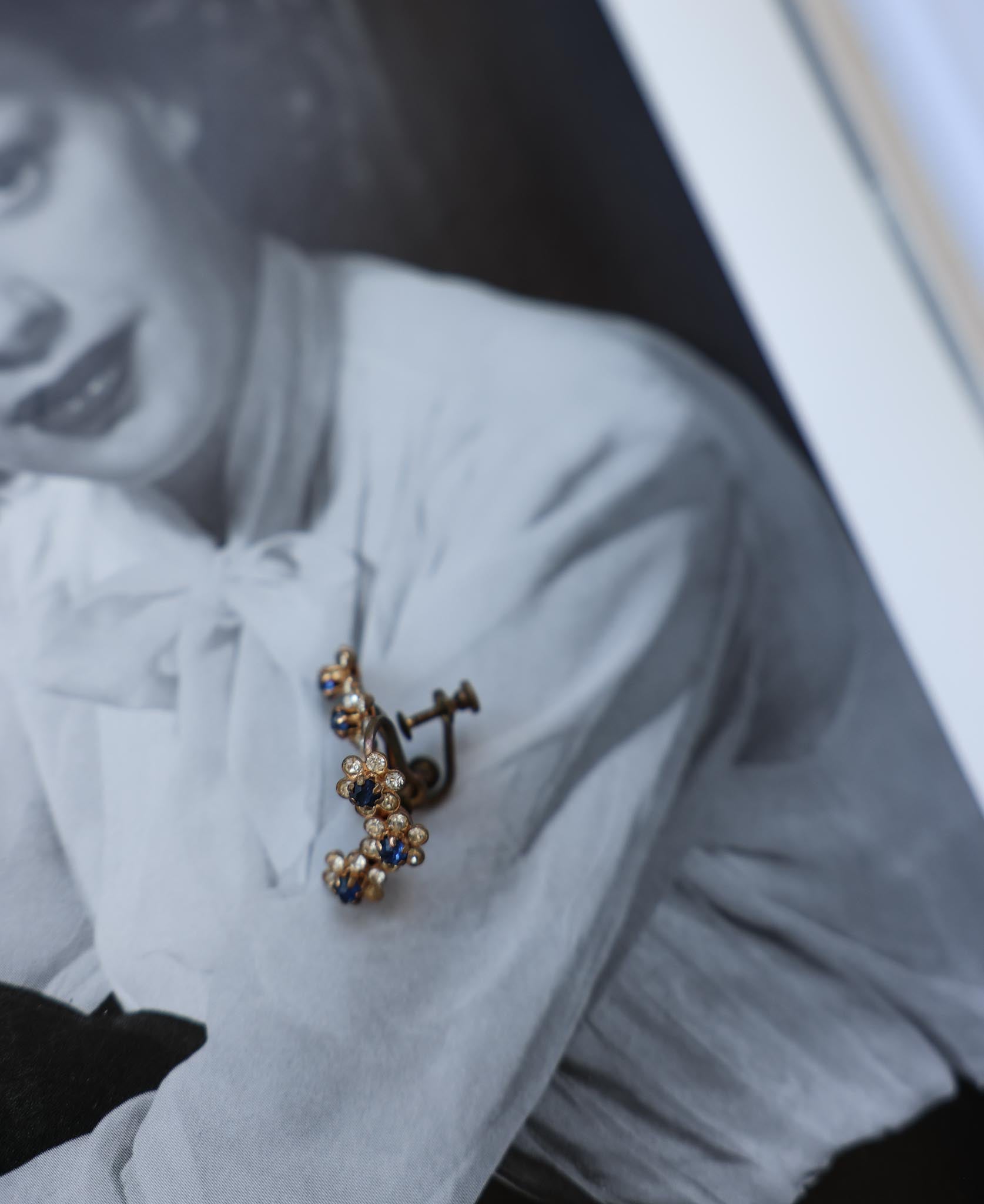Blue Crystal Floral Earrings|Vintage Baazaar 