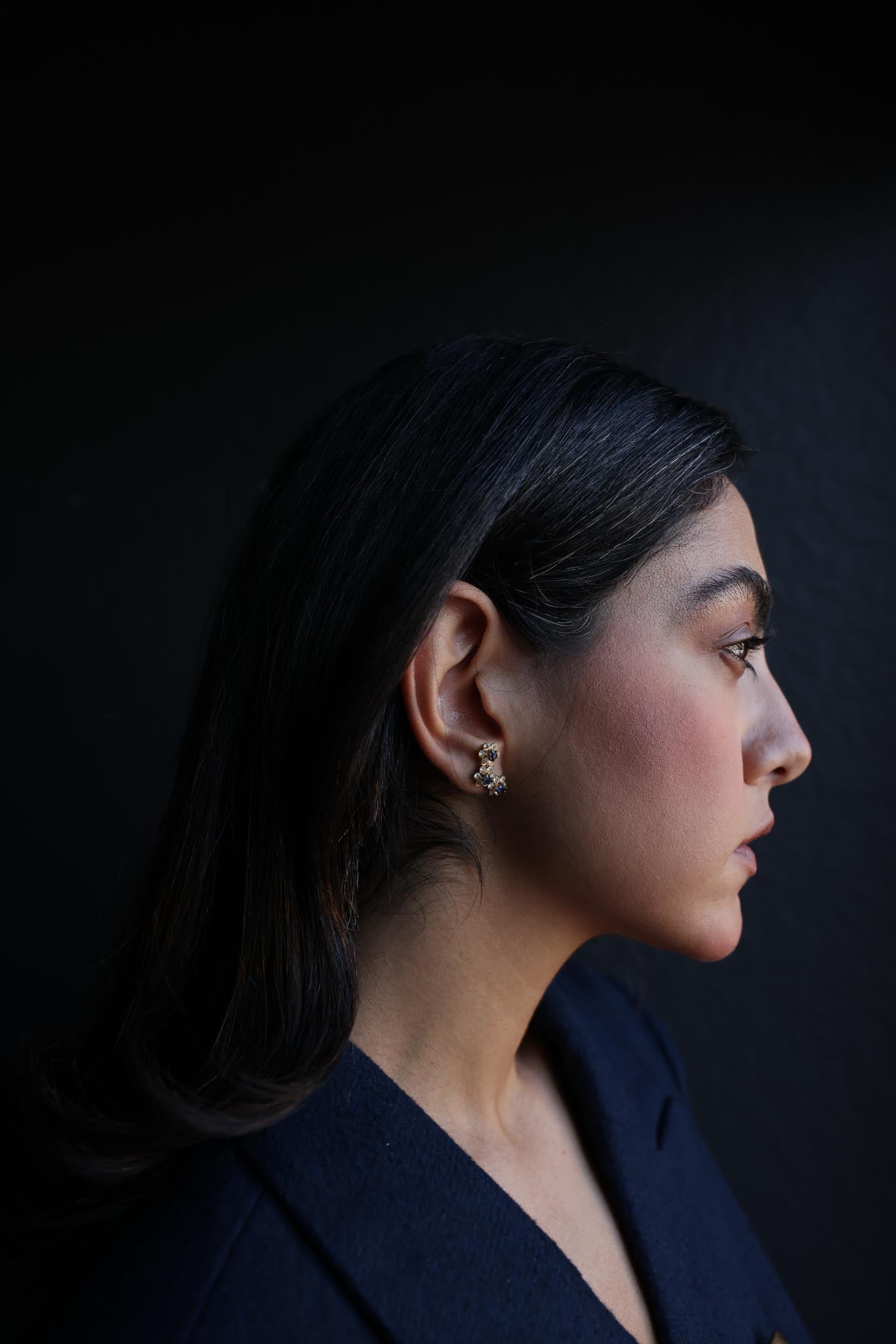 Blue Crystal Floral Earrings|Vintage Baazaar 