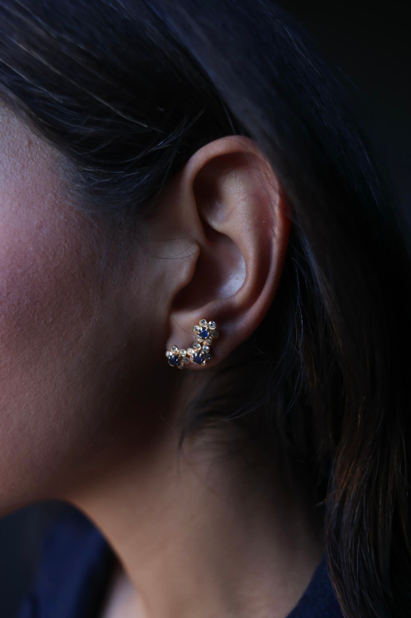 Blue Crystal Floral Earrings|Vintage Baazaar 