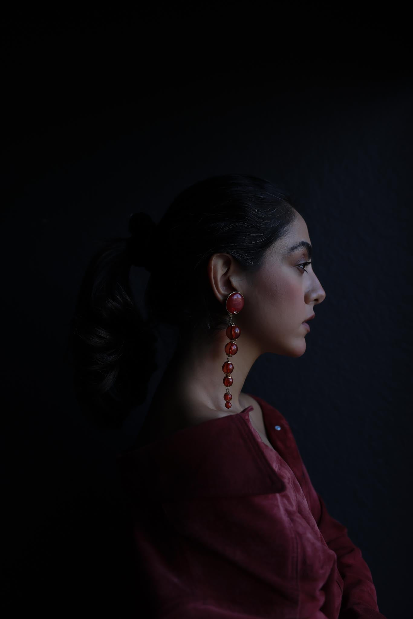 Scarlet Cascade Earrings|Vintage Baazaar 