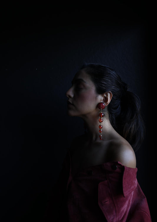 Scarlet Cascade Earrings|Vintage Baazaar 