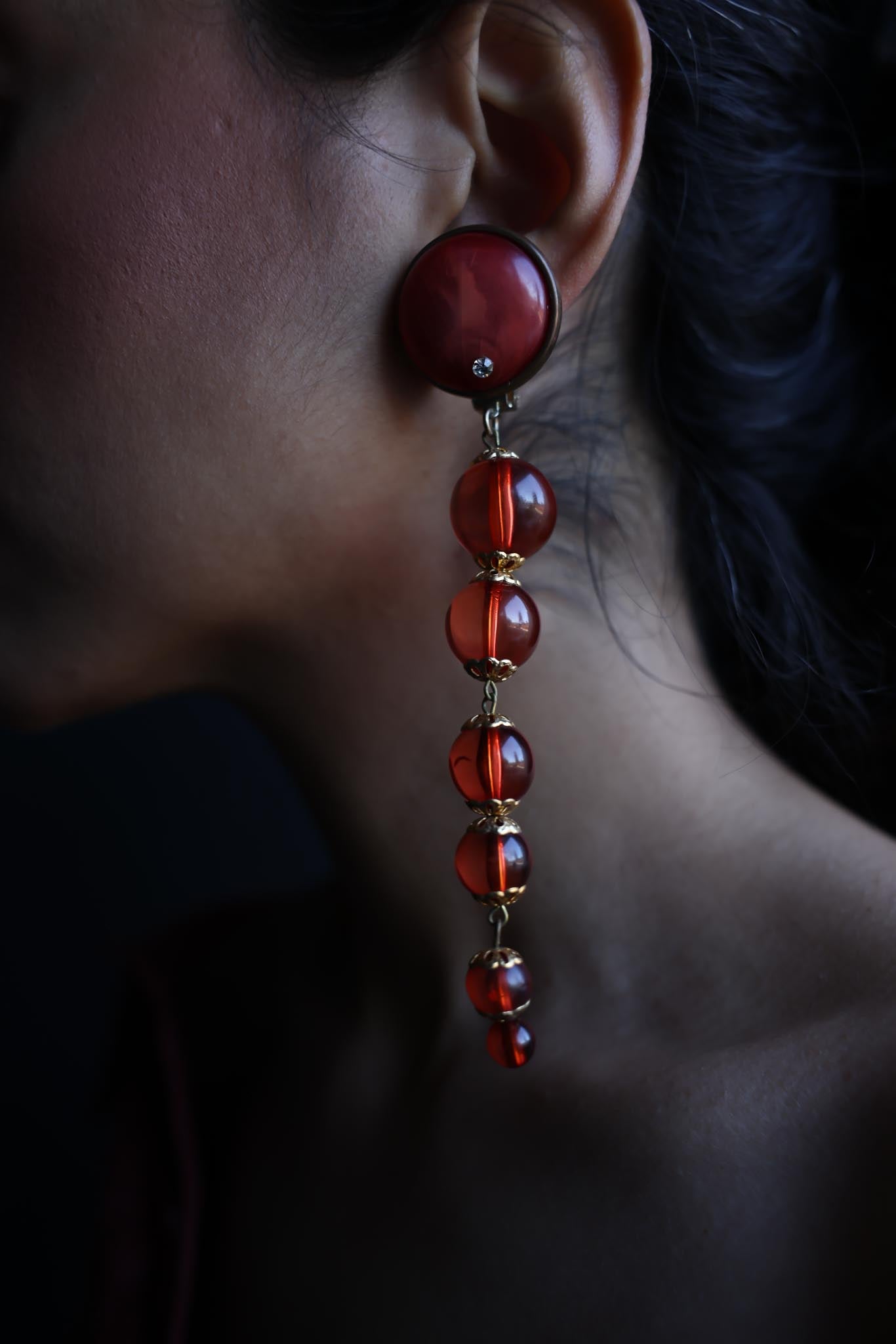 Scarlet Cascade Earrings|Vintage Baazaar 