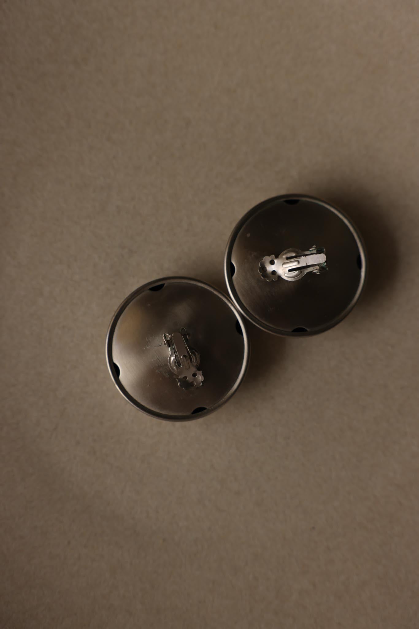 Oversized Round Brushed Silvertone Clip-On Earrings