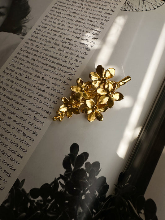 Golden Blossom Branch Brooch|Vintage Baazaar 