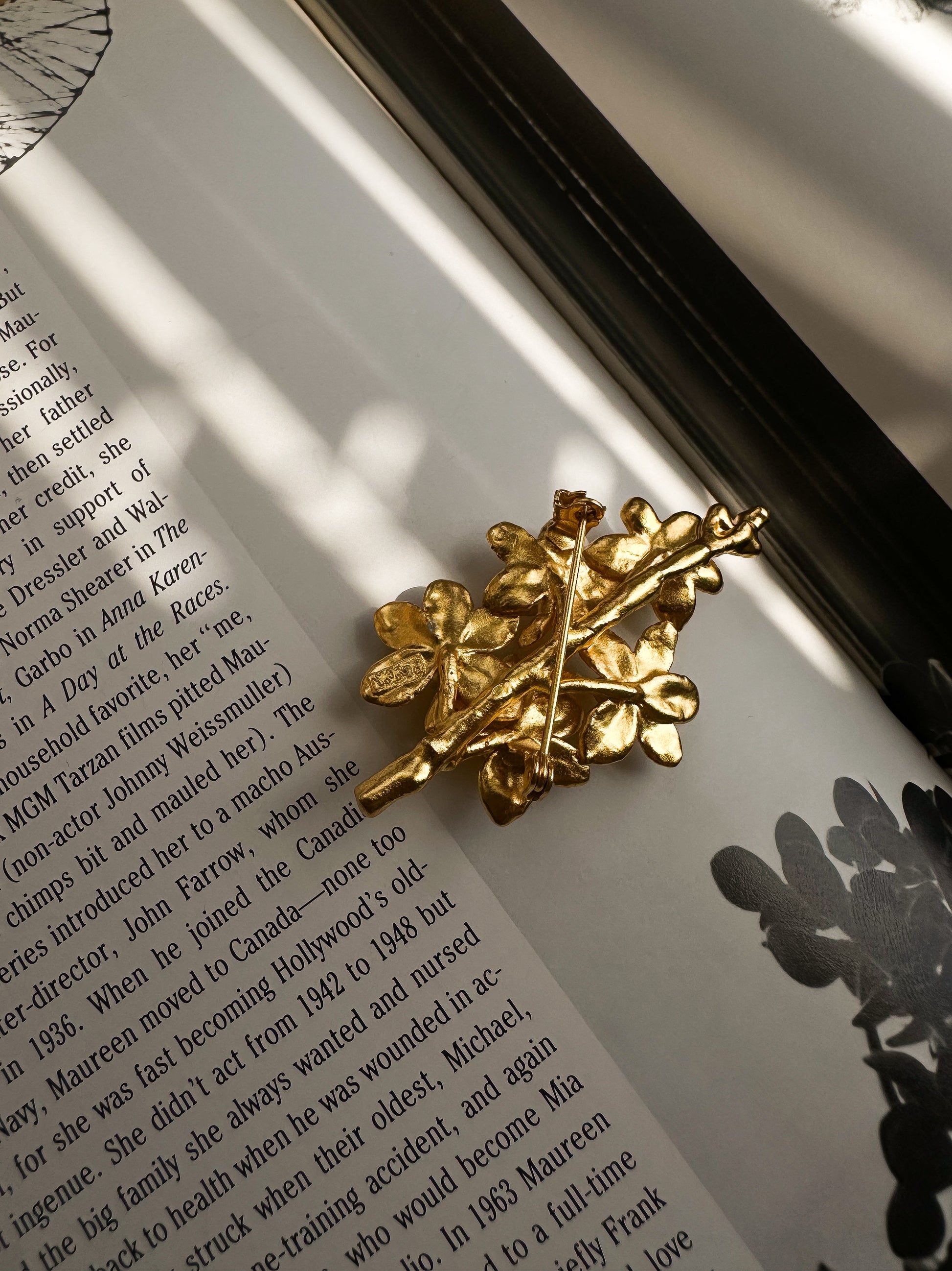 Golden Blossom Branch Brooch|Vintage Baazaar 