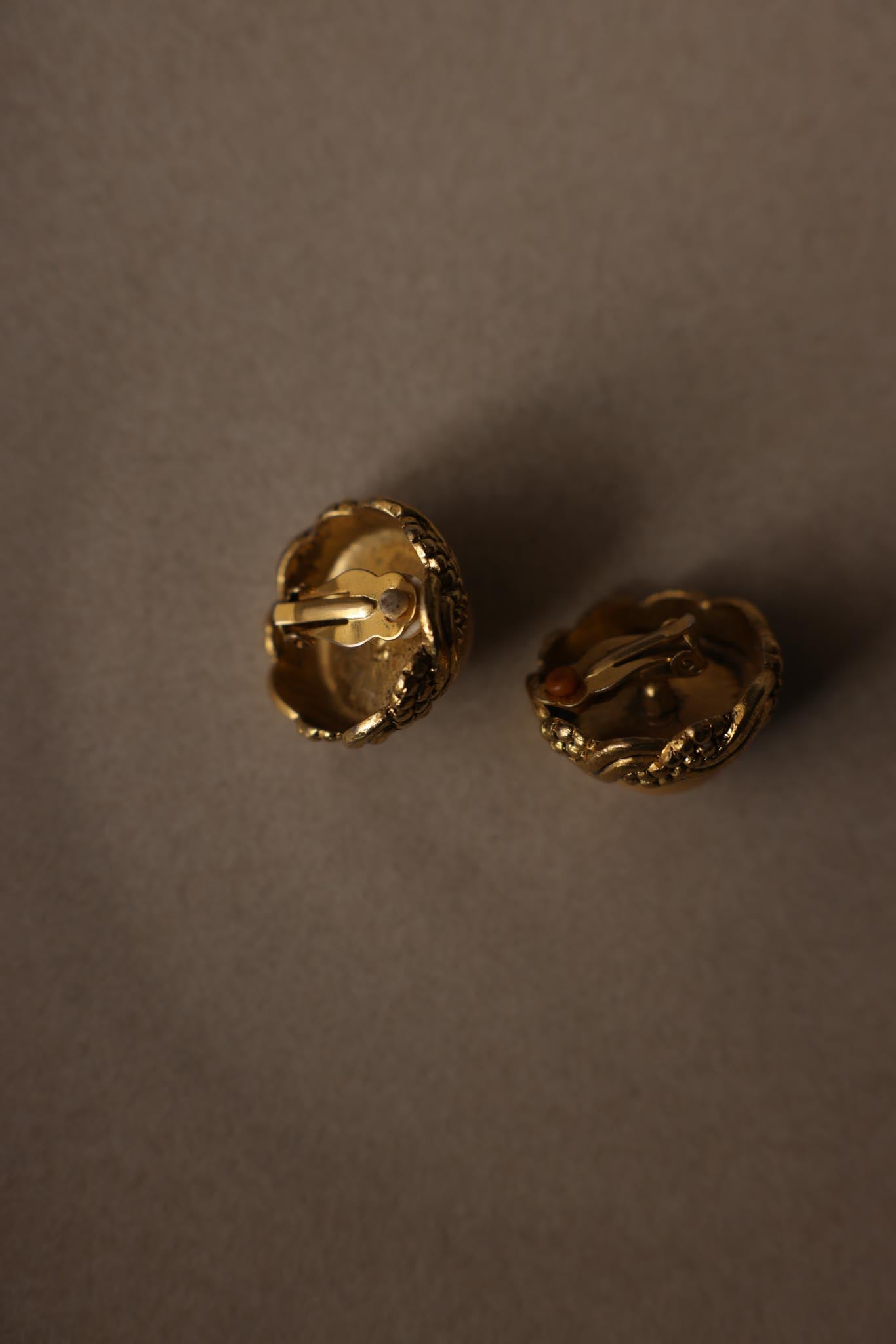 Chunky Round Gold Tone Faux Pearl Clip-On Earrings