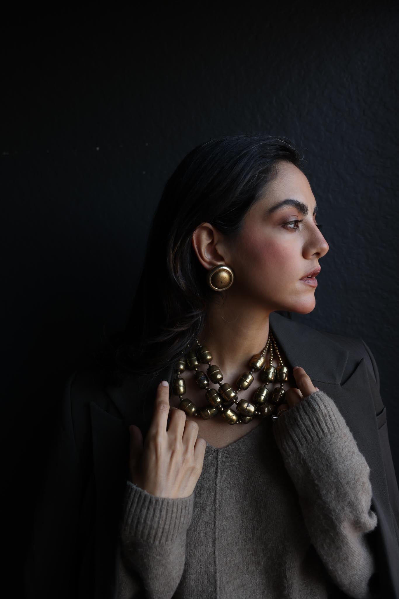 Vintage 1980s Brass  Earrings - Bold Artisan Design|Vintage Baazaar 