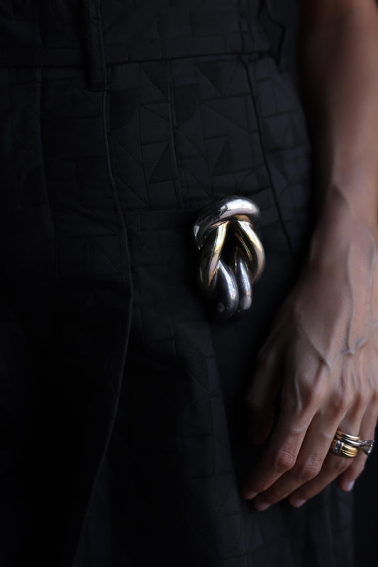 Silver and Gold Knot Brooch-Pendant, 925