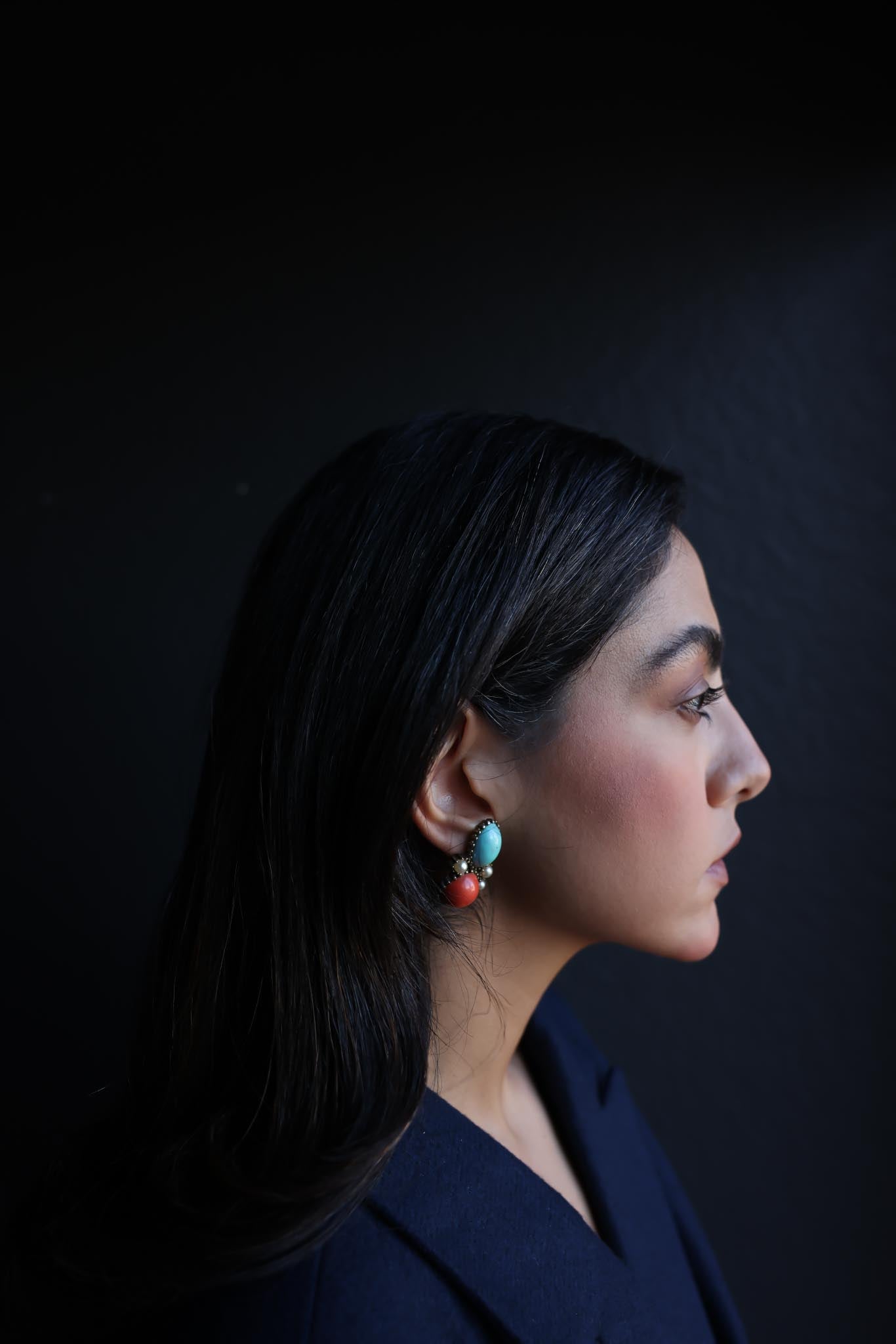 The Coral & Turquoise Bloom Earrings|Vintage Baazaar 