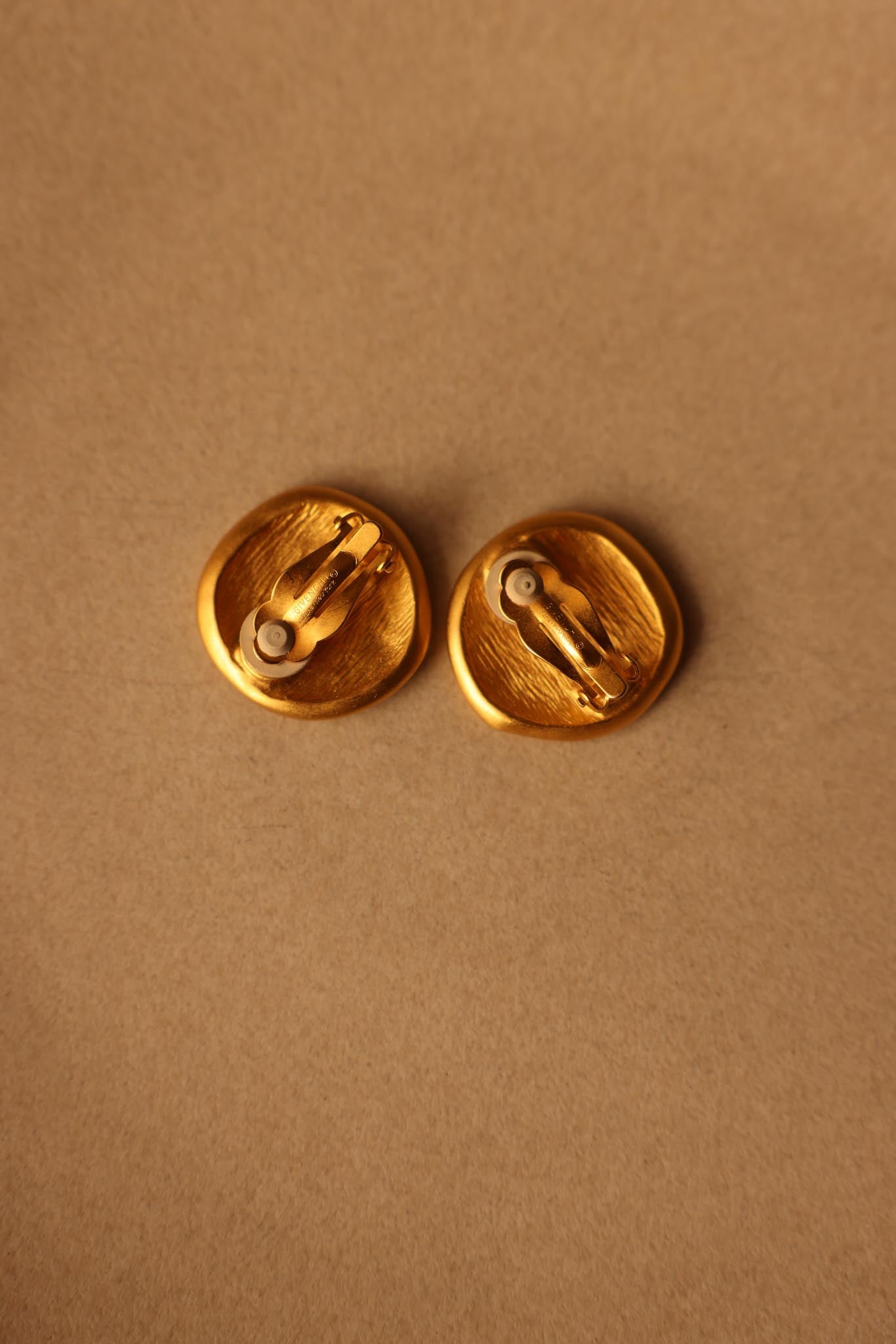 Givenchy Logo Matte Gold Clip-On Earrings|Vintage Baazaar 
