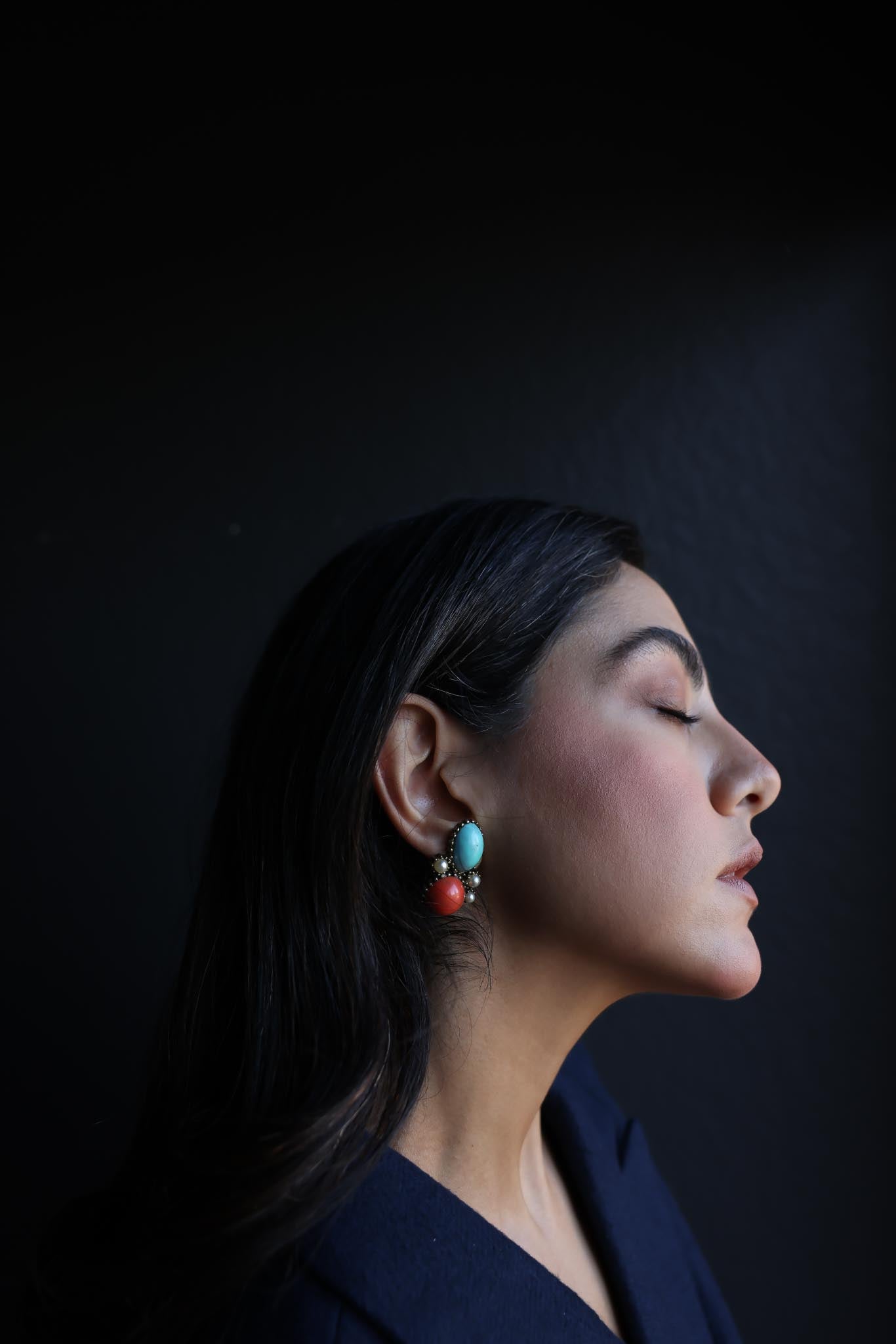 The Coral & Turquoise Bloom Earrings|Vintage Baazaar 
