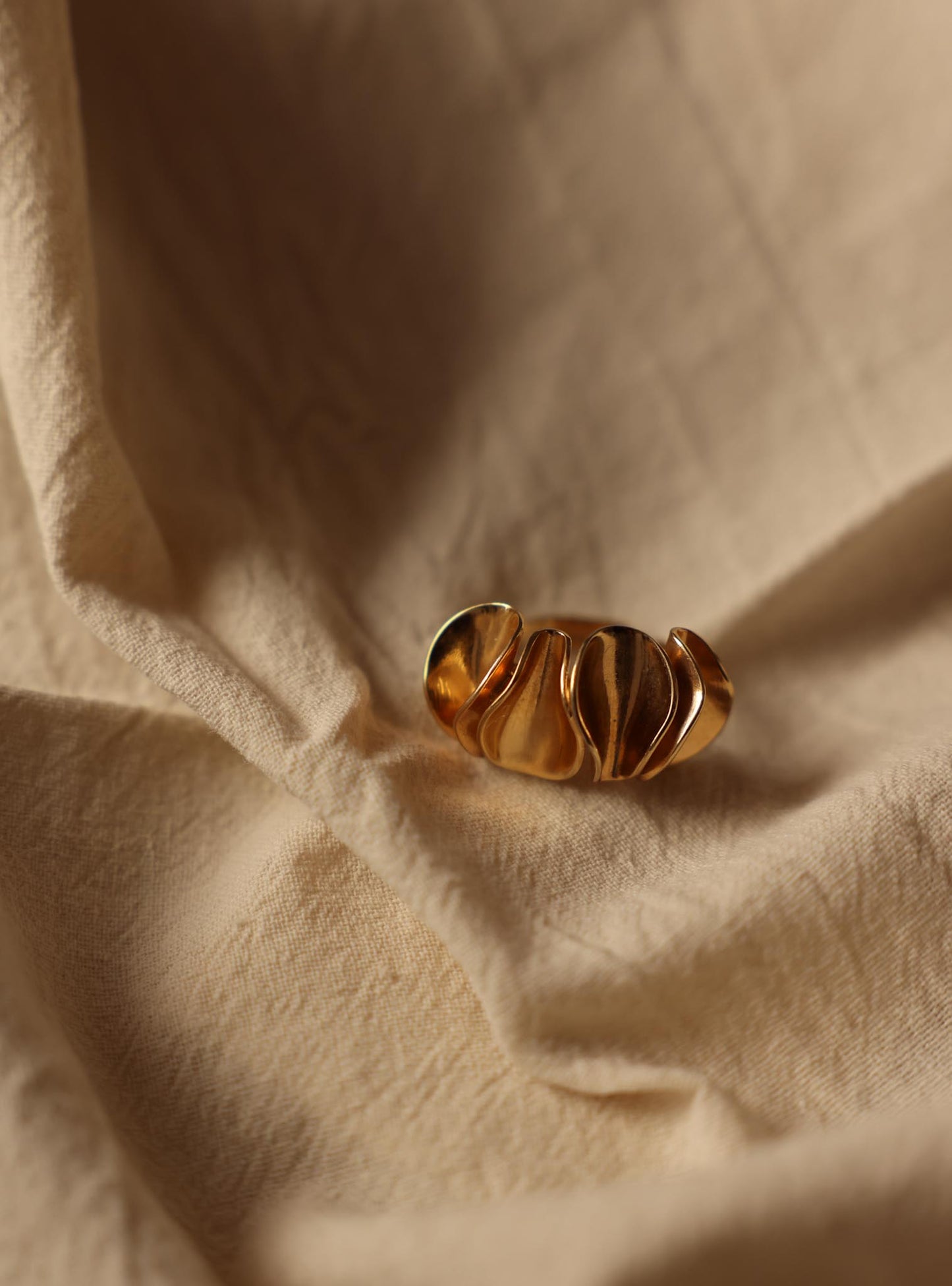 Gold-Tone Adjustable Wave Ring