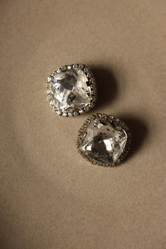 Rhinestone Statement Clip-On Earrings|Vintage Baazaar 