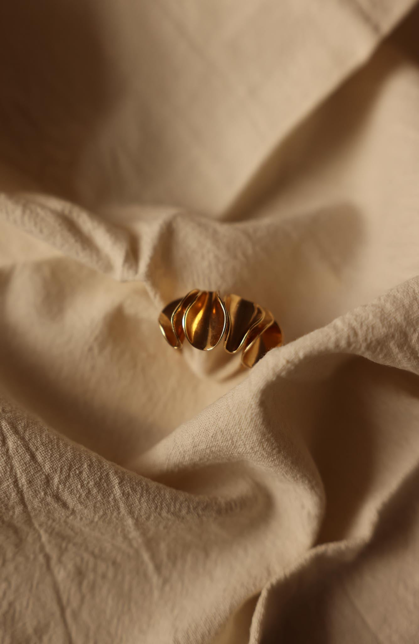 Gold-Tone Adjustable Wave Ring