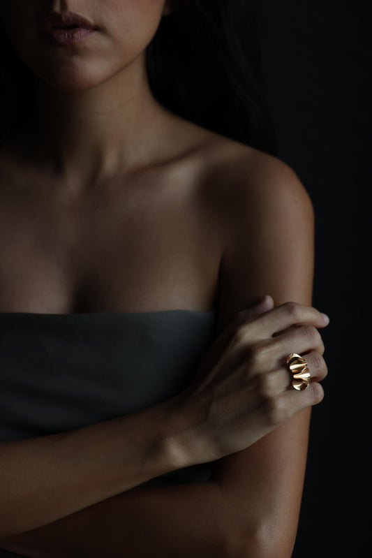 Gold-Tone Adjustable Wave Ring