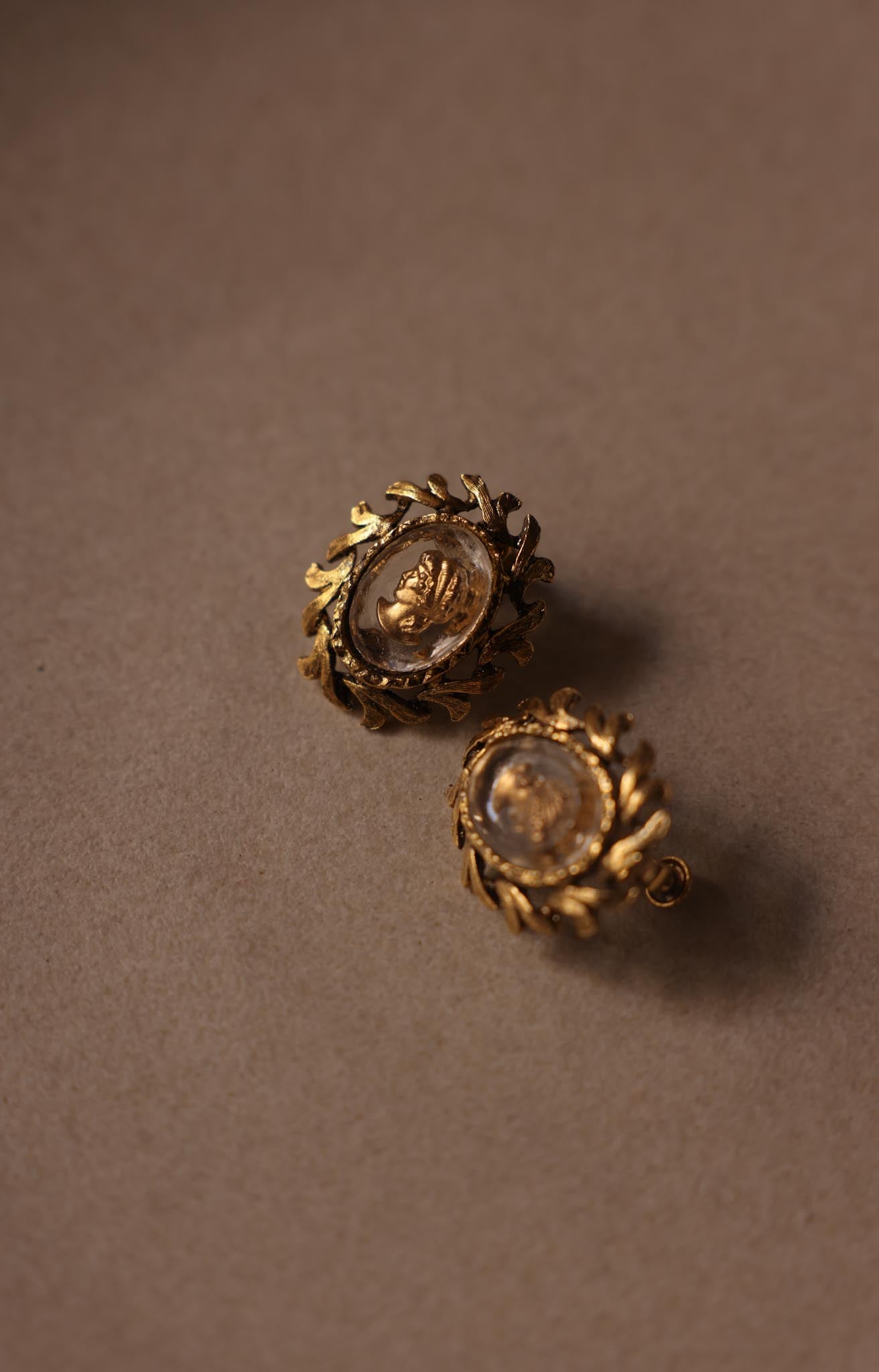 Roman Emperor Cameo Clip-On Earrings