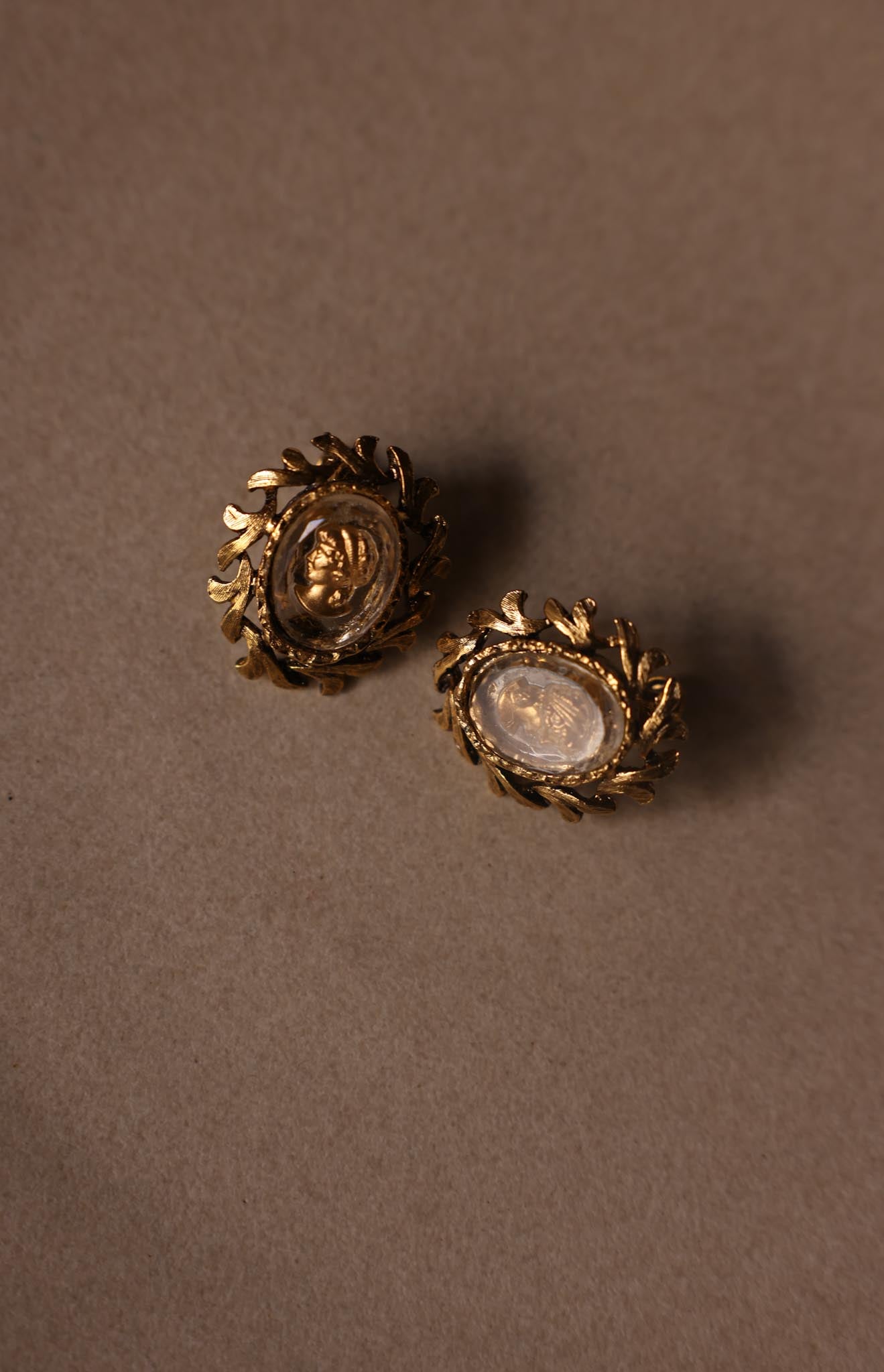Roman Emperor Cameo Clip-On Earrings