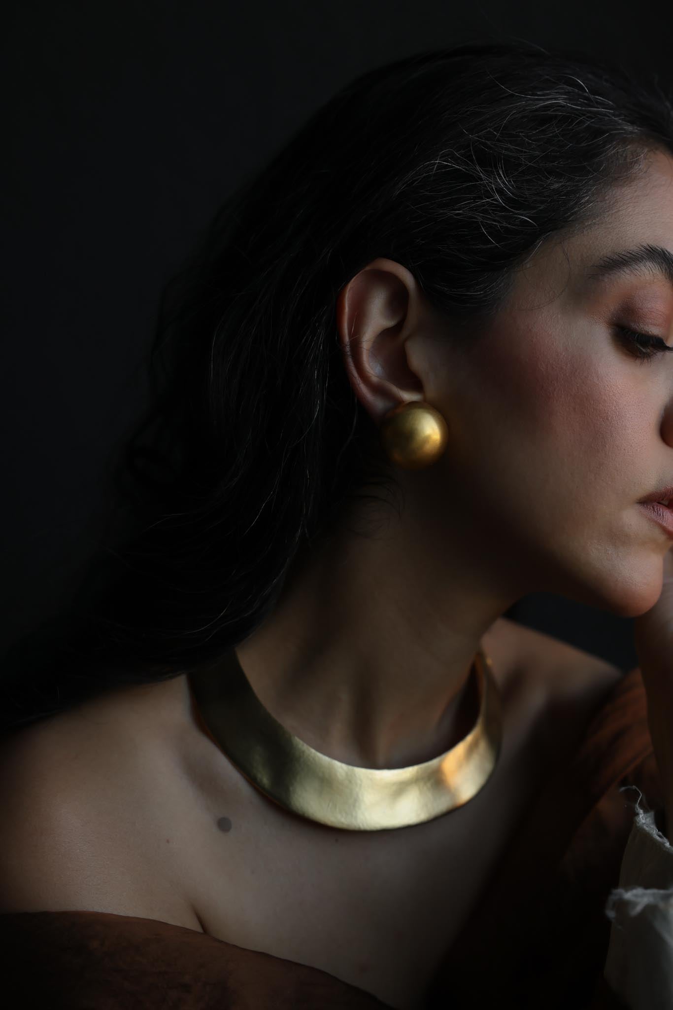 Matte Gold Dome Clip-On Earrings