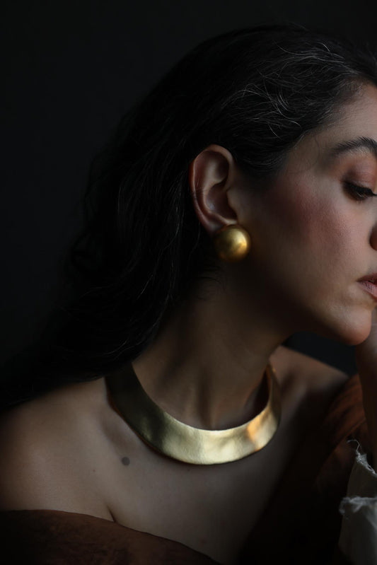 Matte Gold Dome Clip-On Earrings