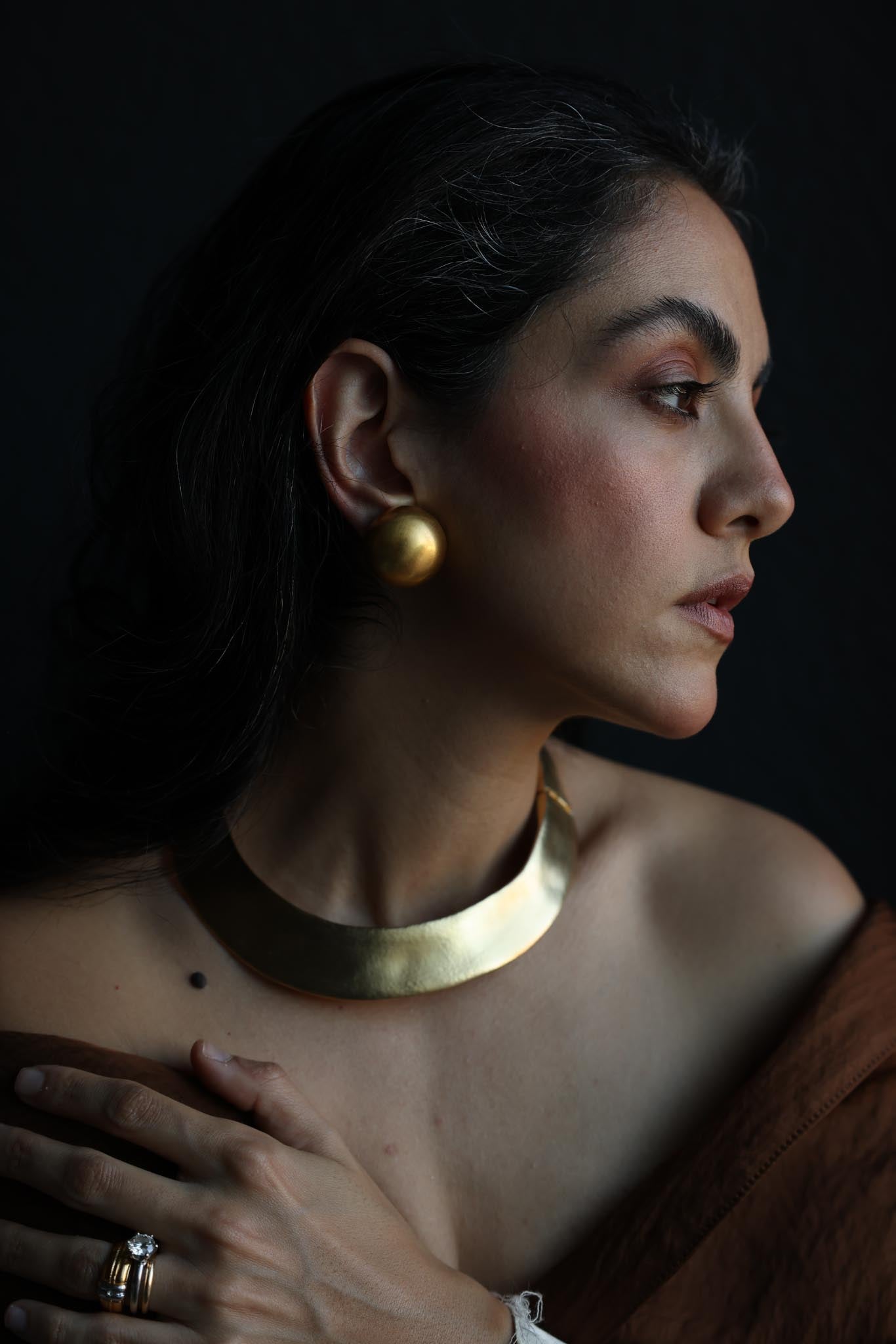 Matte Gold Dome Clip-On Earrings