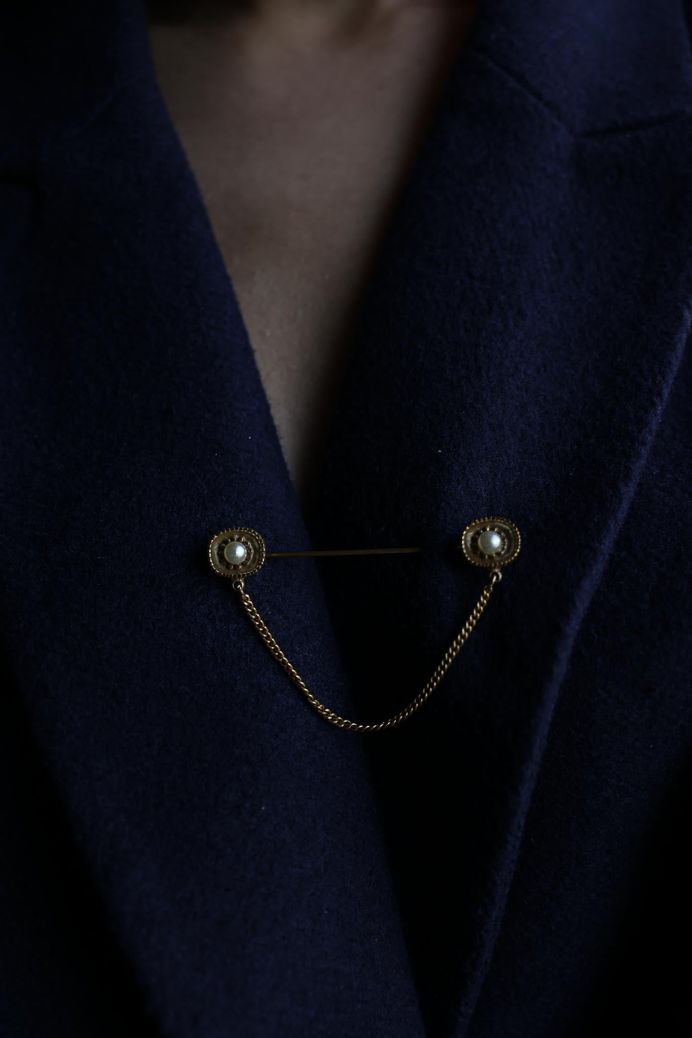 Pearl Chain Collar Pin Brooch|Vintage Baazaar 