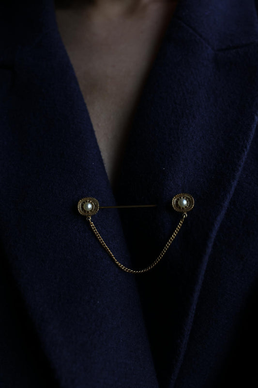 Pearl Chain Collar Pin Brooch|Vintage Baazaar 