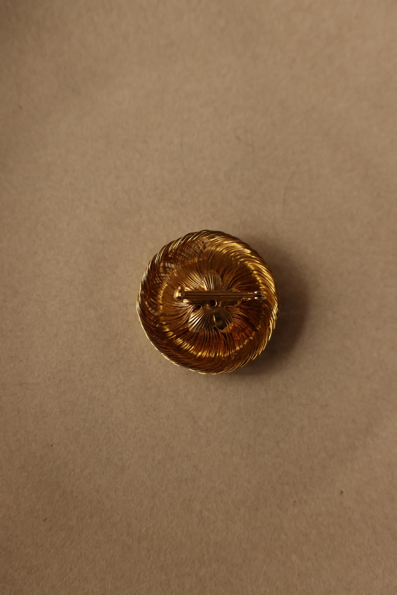 Gold-Tone Brooch with Faux Pearl Center – 1980s