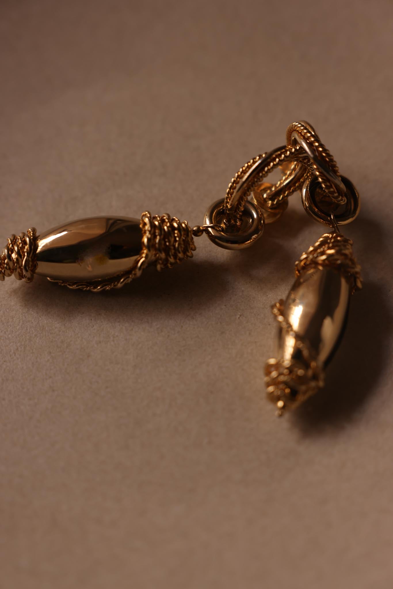 Gold-Tone Rope Link Drop Clip-On Earrings