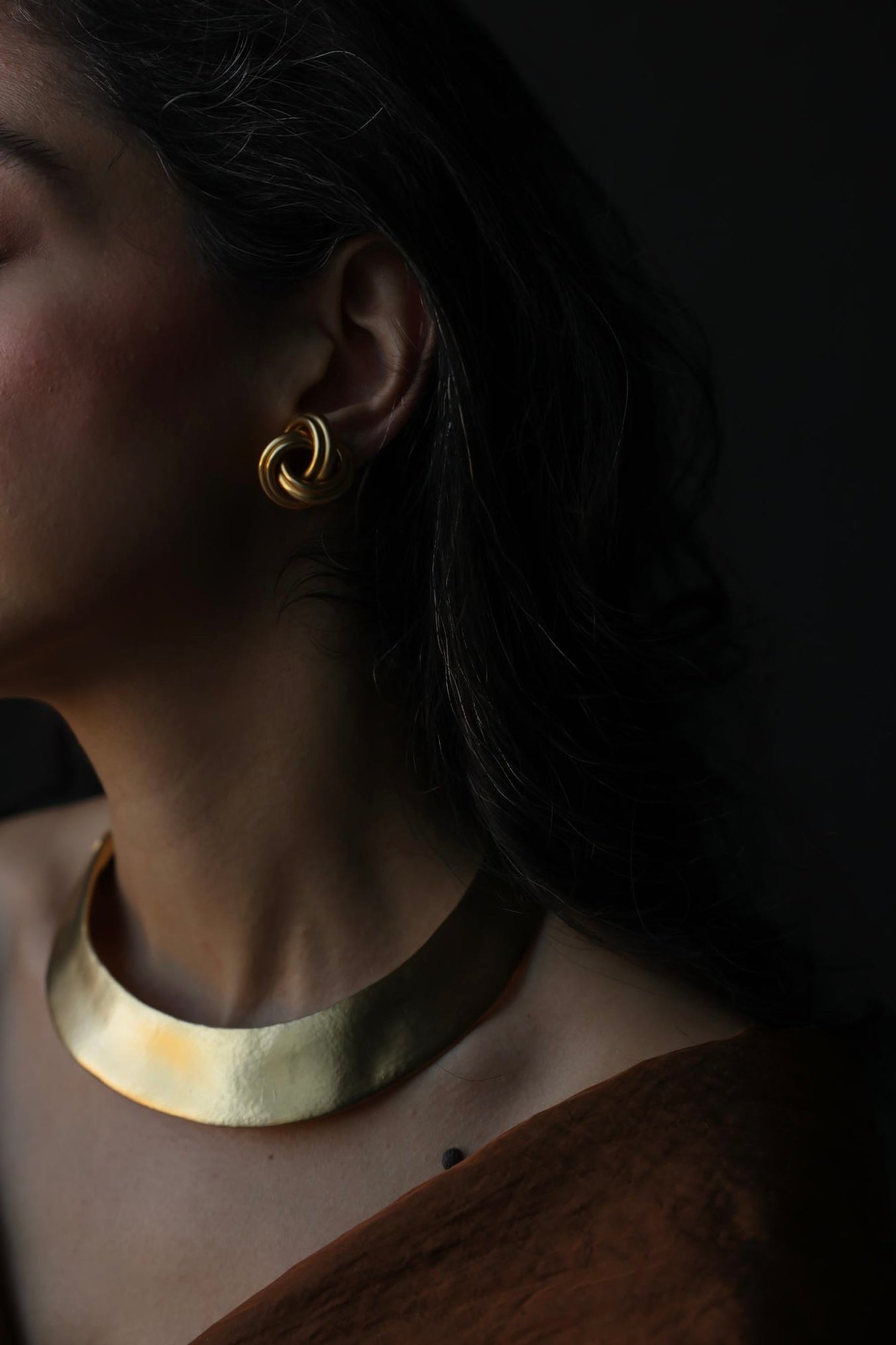 Matte Gold Knot Clip-On Earrings