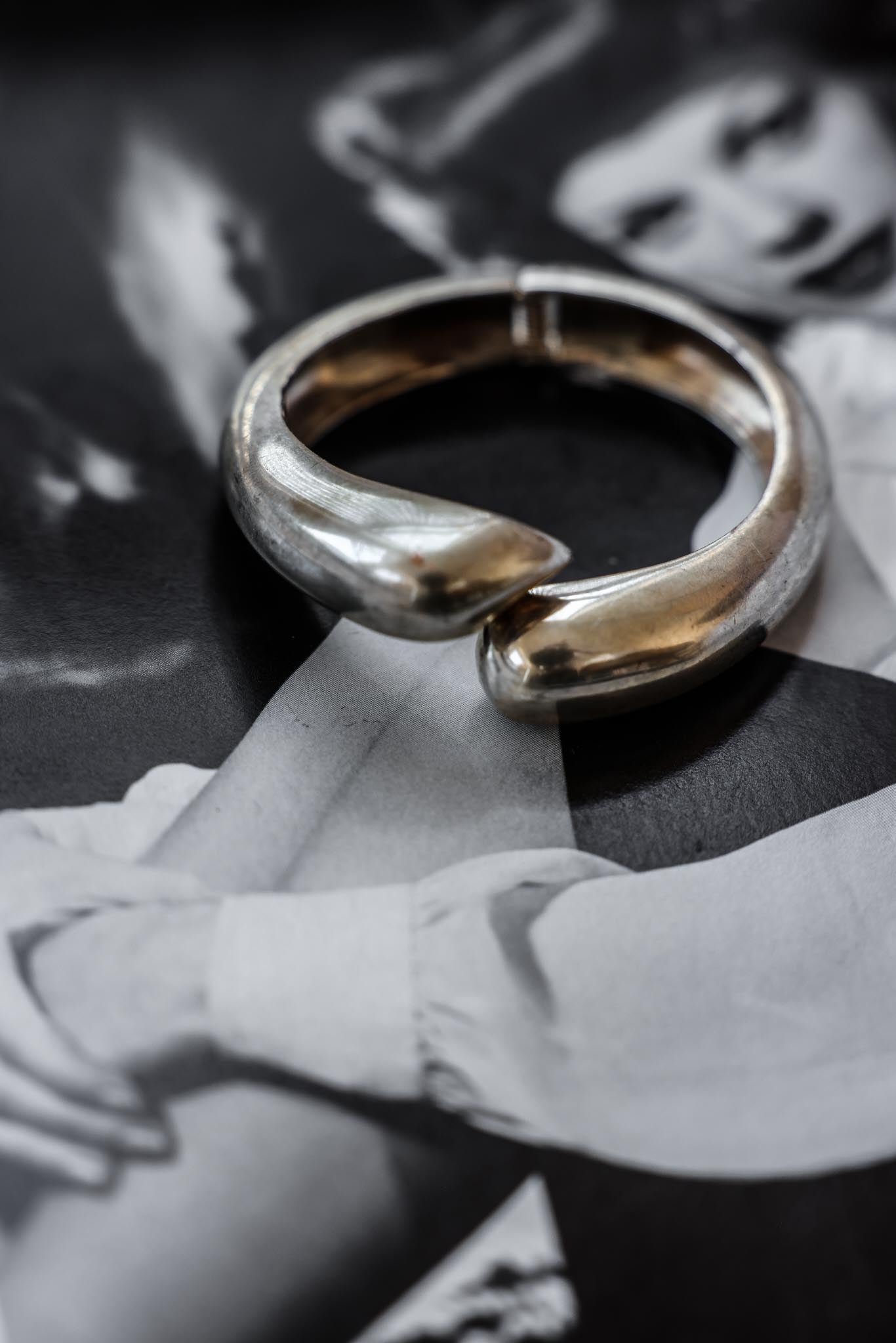 Modernist Silver-Tone Cuff Bracelet|Vintage Baazaar 