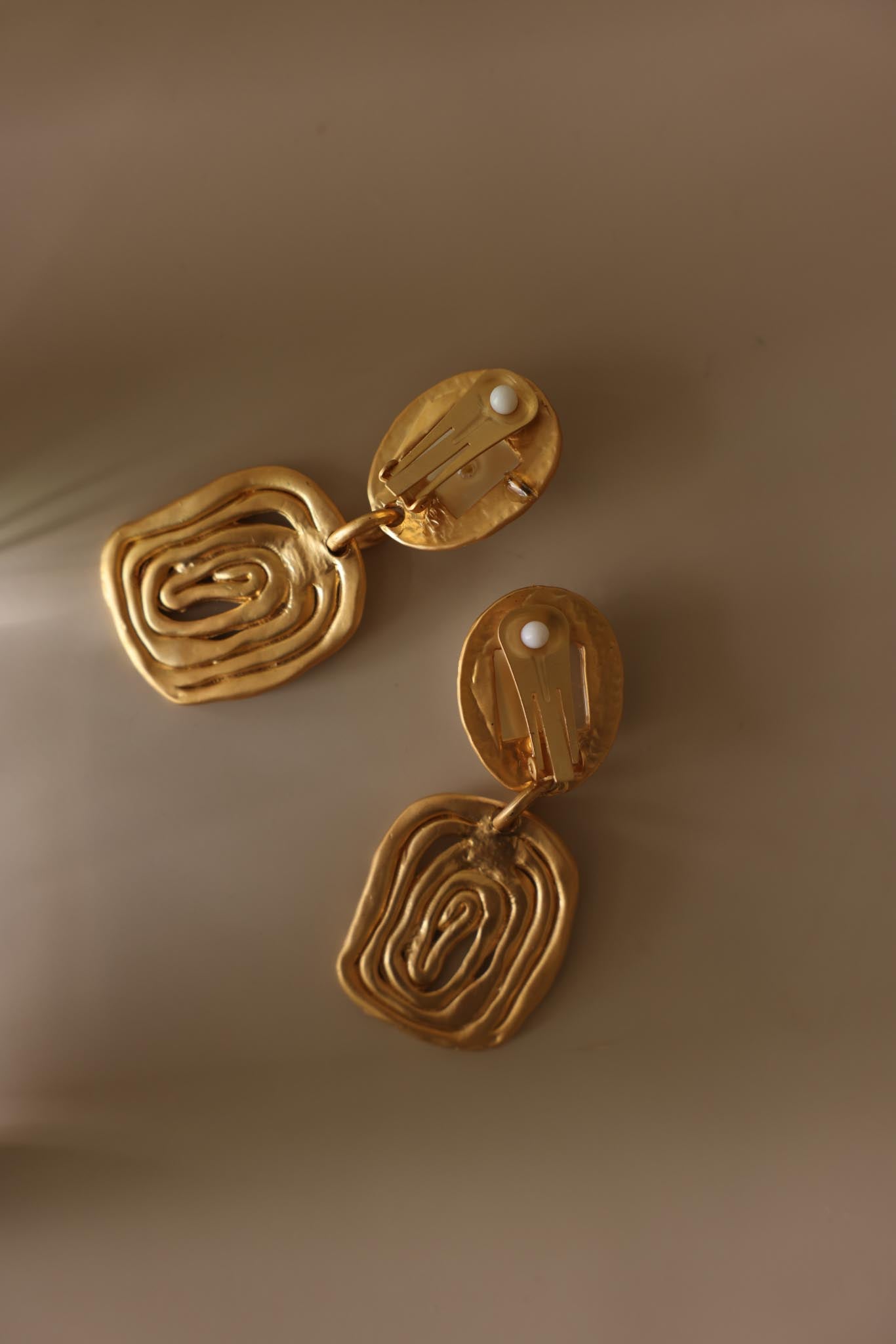 Matte Gold Faux Pearl Statement Clip-On Earrings