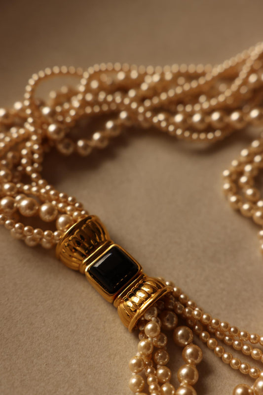 Joan Rivers Multiple Strand Faux Pearl Necklace with Black Clasp