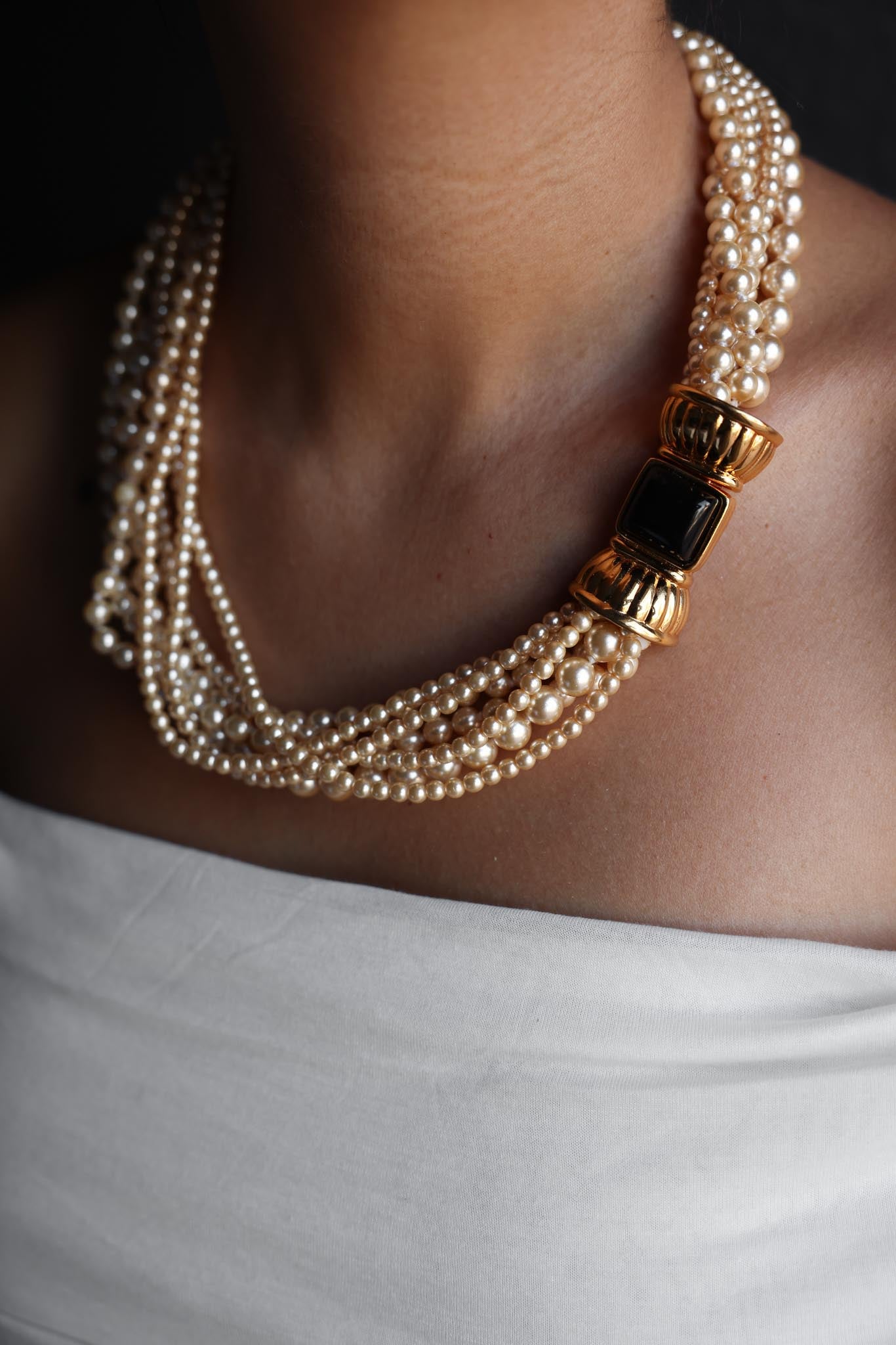 Joan Rivers Multiple Strand Faux Pearl Necklace with Black Clasp